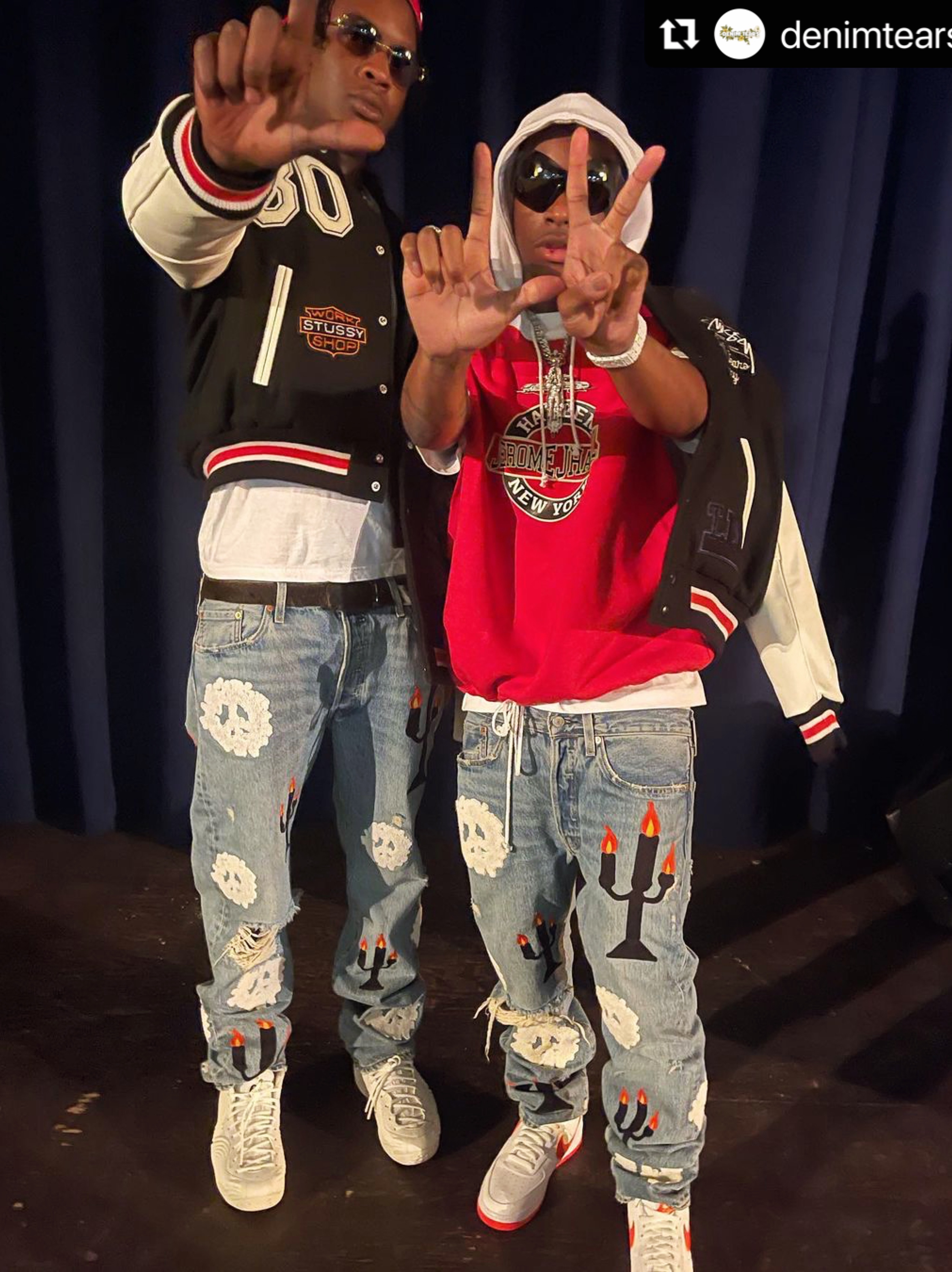 Stussy x Our Legacy x Denim Tears TTL Varsity Jacket Black 착용 스타일 - 1