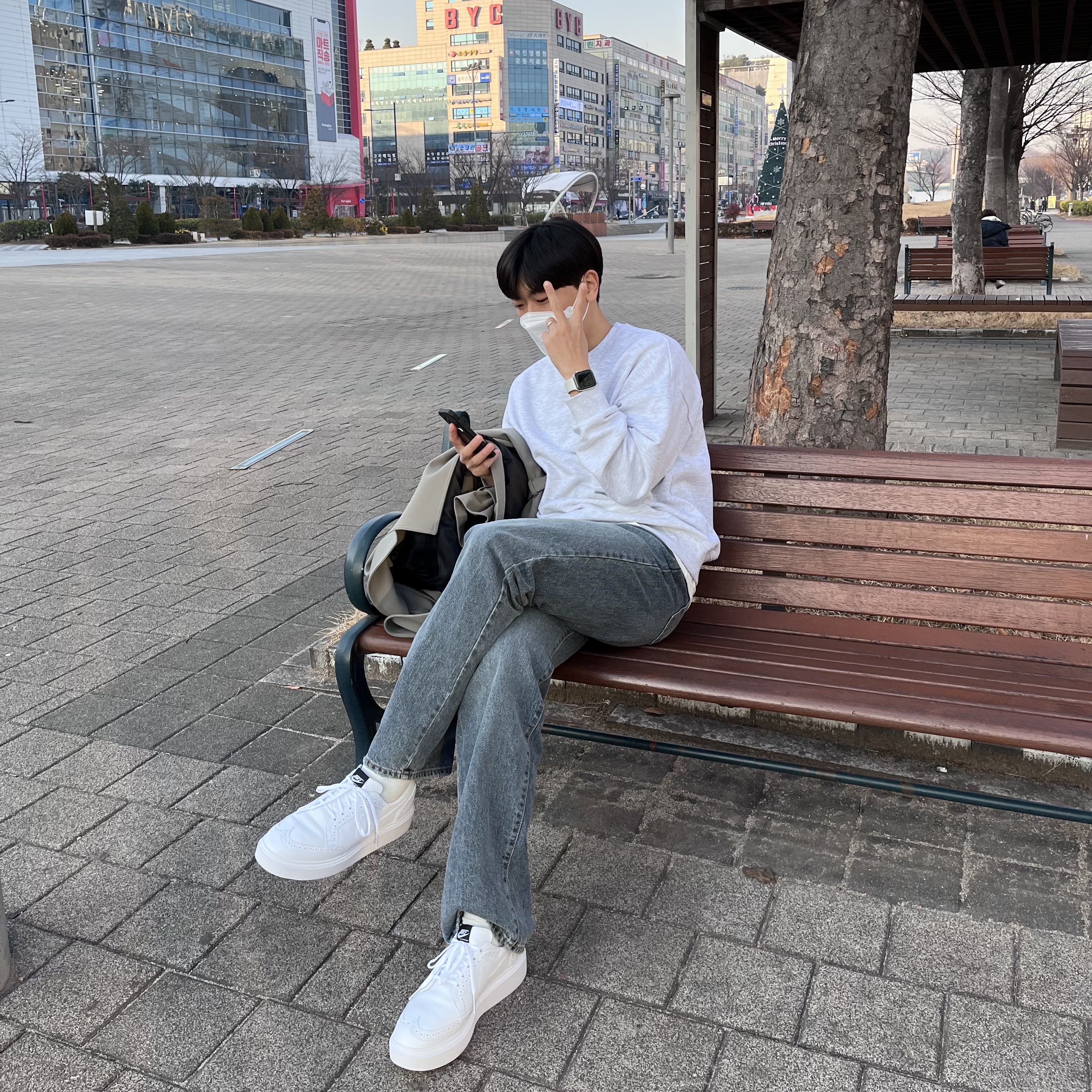 Nike x Peaceminusone Kwondo1 White 착용 스타일 - 2