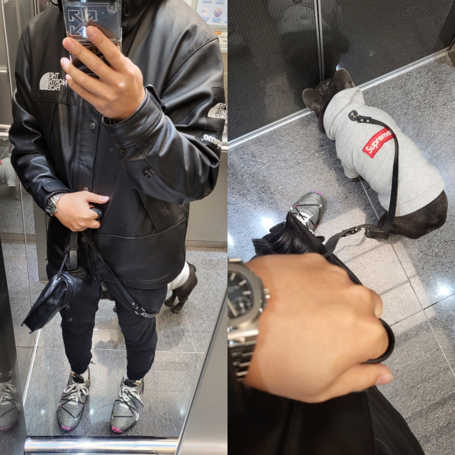 (W) Nike x Off-White Vapor Street Black Laser Fuchsia, Supreme x The North Face Leather Mountain Parka Black - 18FW 착용 스타일