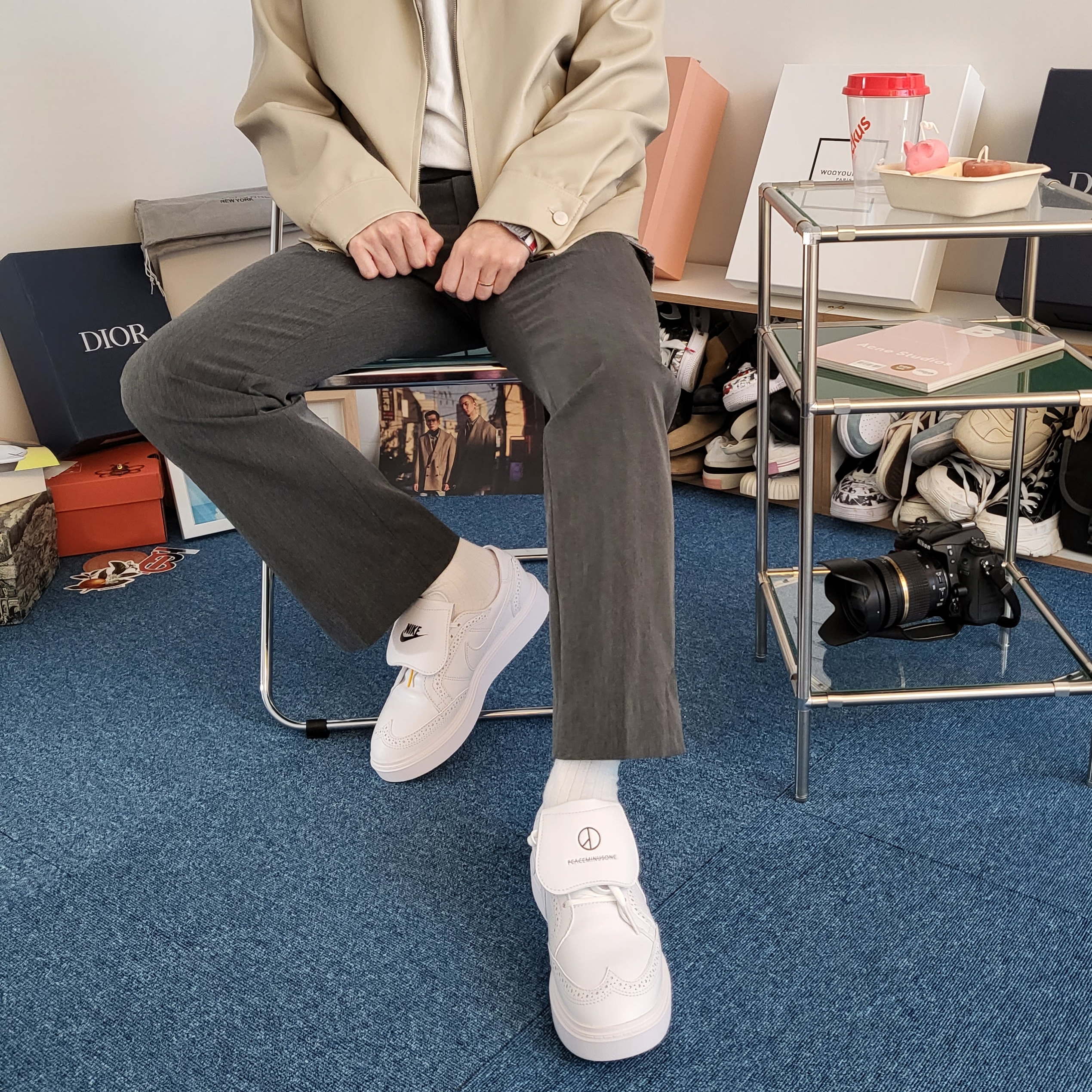 Nike x Peaceminusone Kwondo1 White 착용 스타일