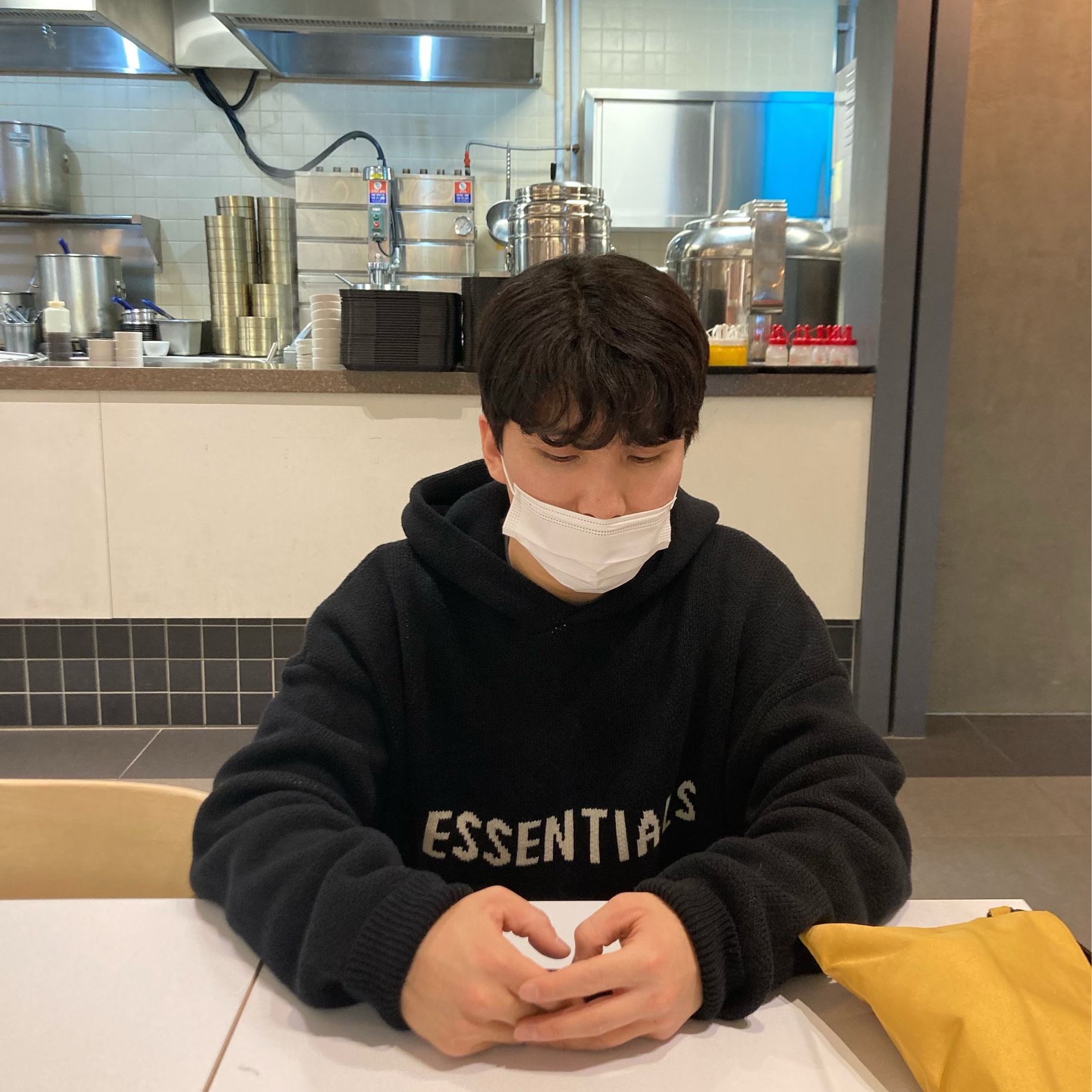 Essentials Knit Pullover Hoodie Black - 21SS 착용 스타일 - 2