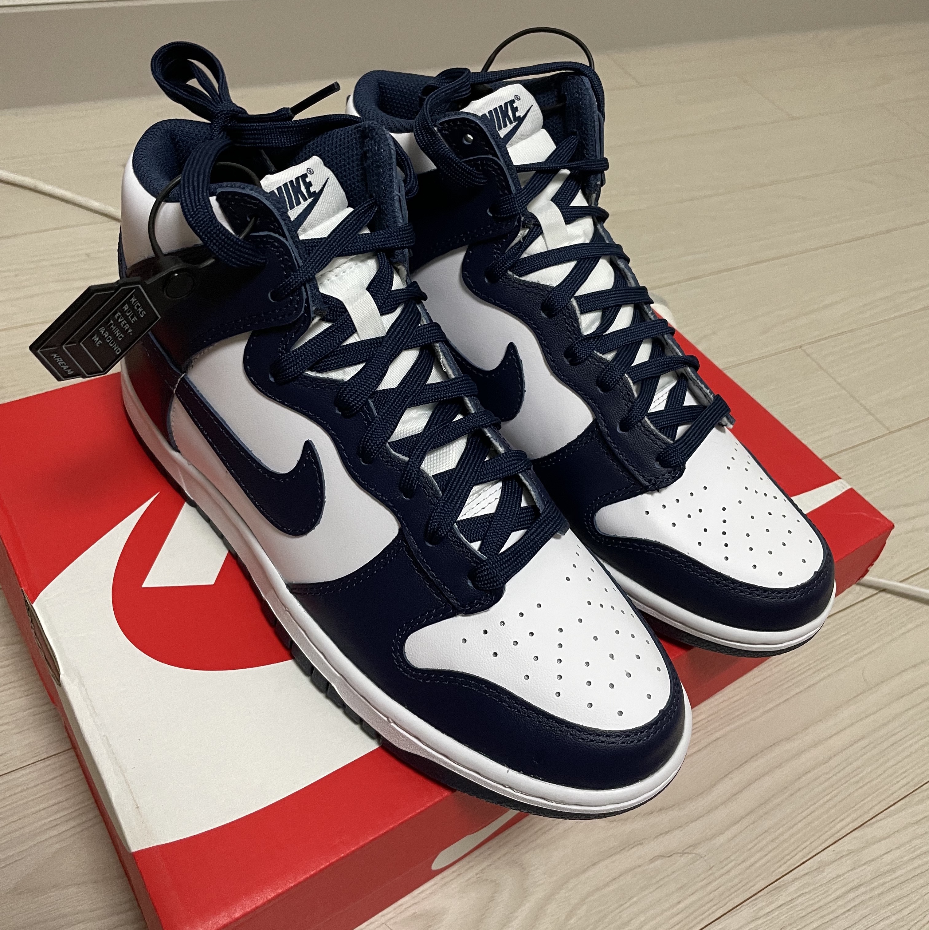 Nike Dunk High Retro Championship Navy 착용 스타일 - 1
