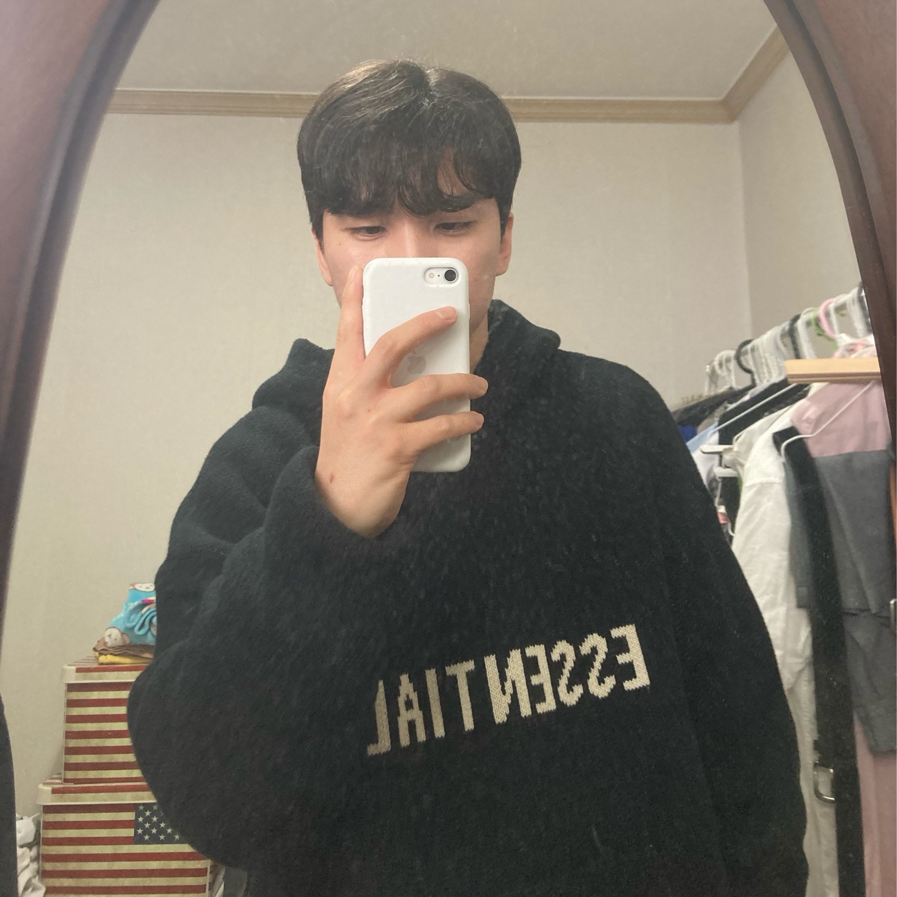 Essentials Knit Pullover Hoodie Black - 21SS 착용 스타일 - 1