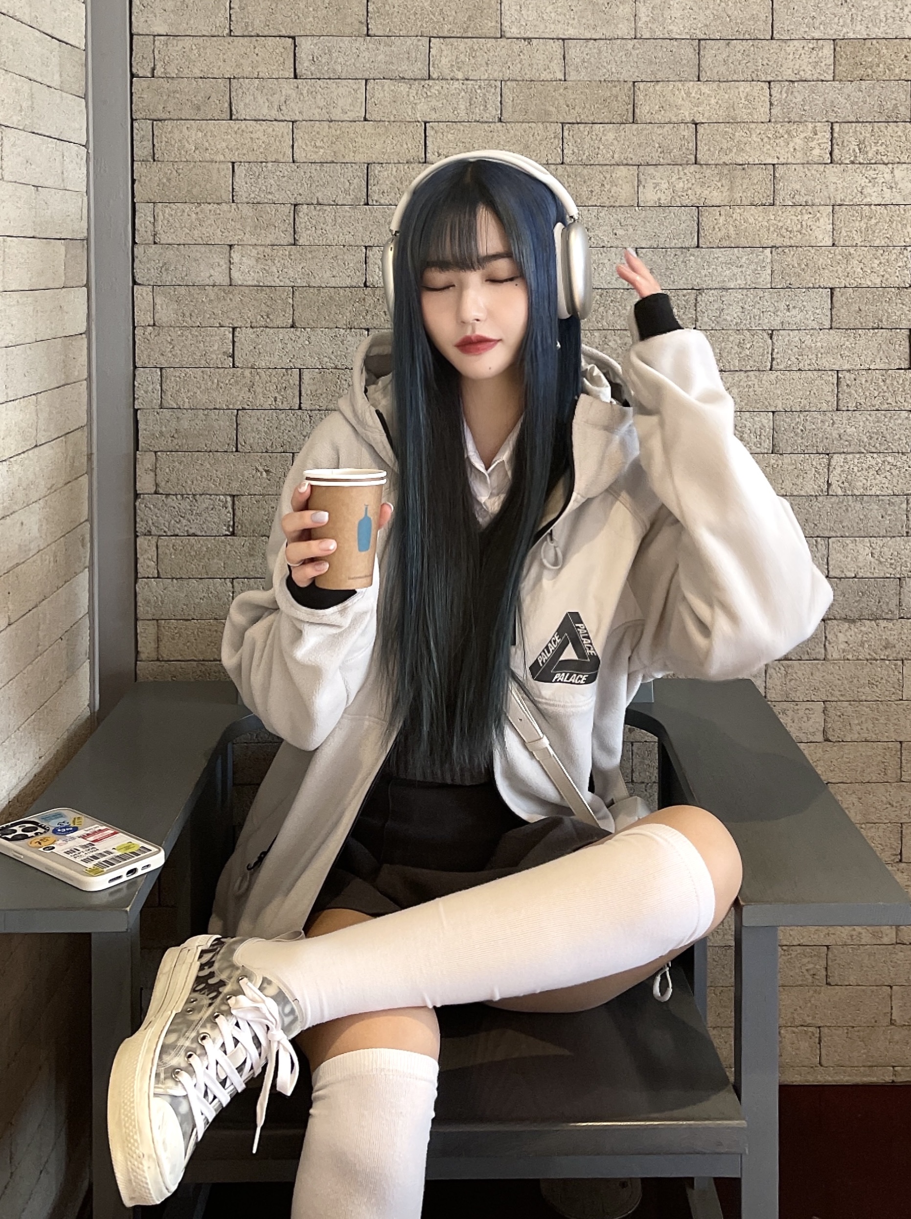 Palace Polar Fleece Asymmetric Jacket Stone - 21FW, Dior B23 Low Dior Oblique White & Black 착용 스타일