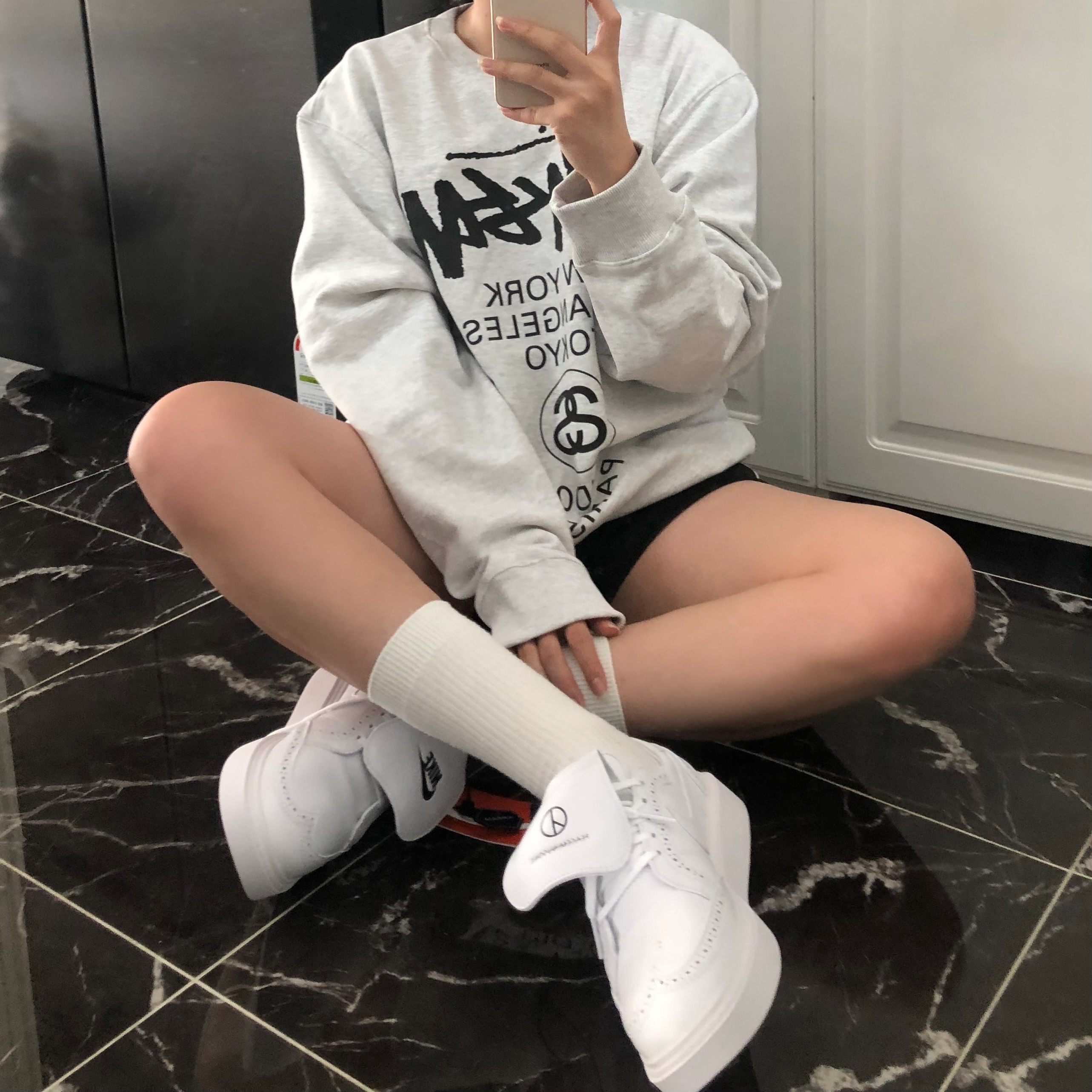Nike x Peaceminusone Kwondo1 White 착용 스타일 - 2
