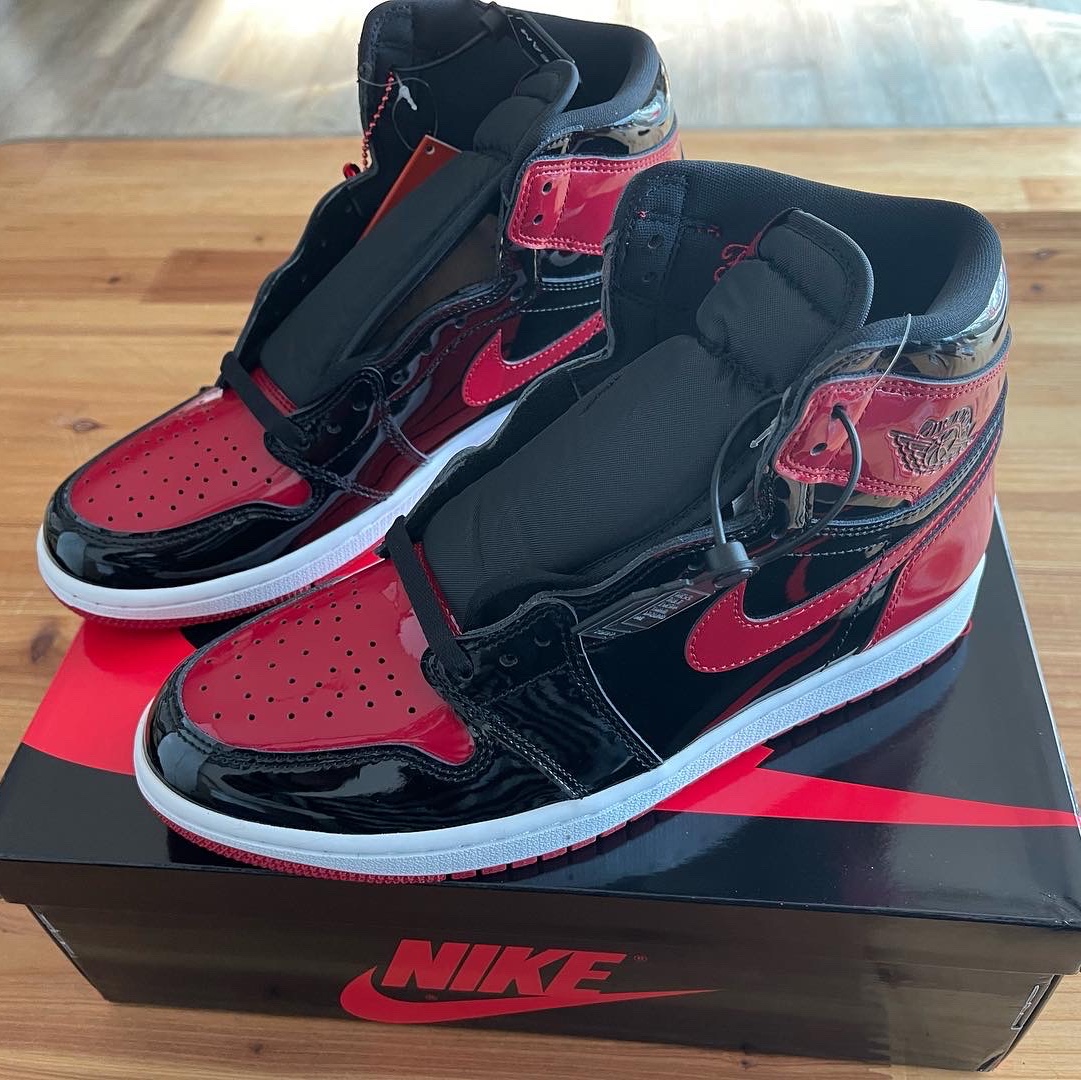 Jordan 1 Retro High OG Patent Bred 착용 스타일 - 1