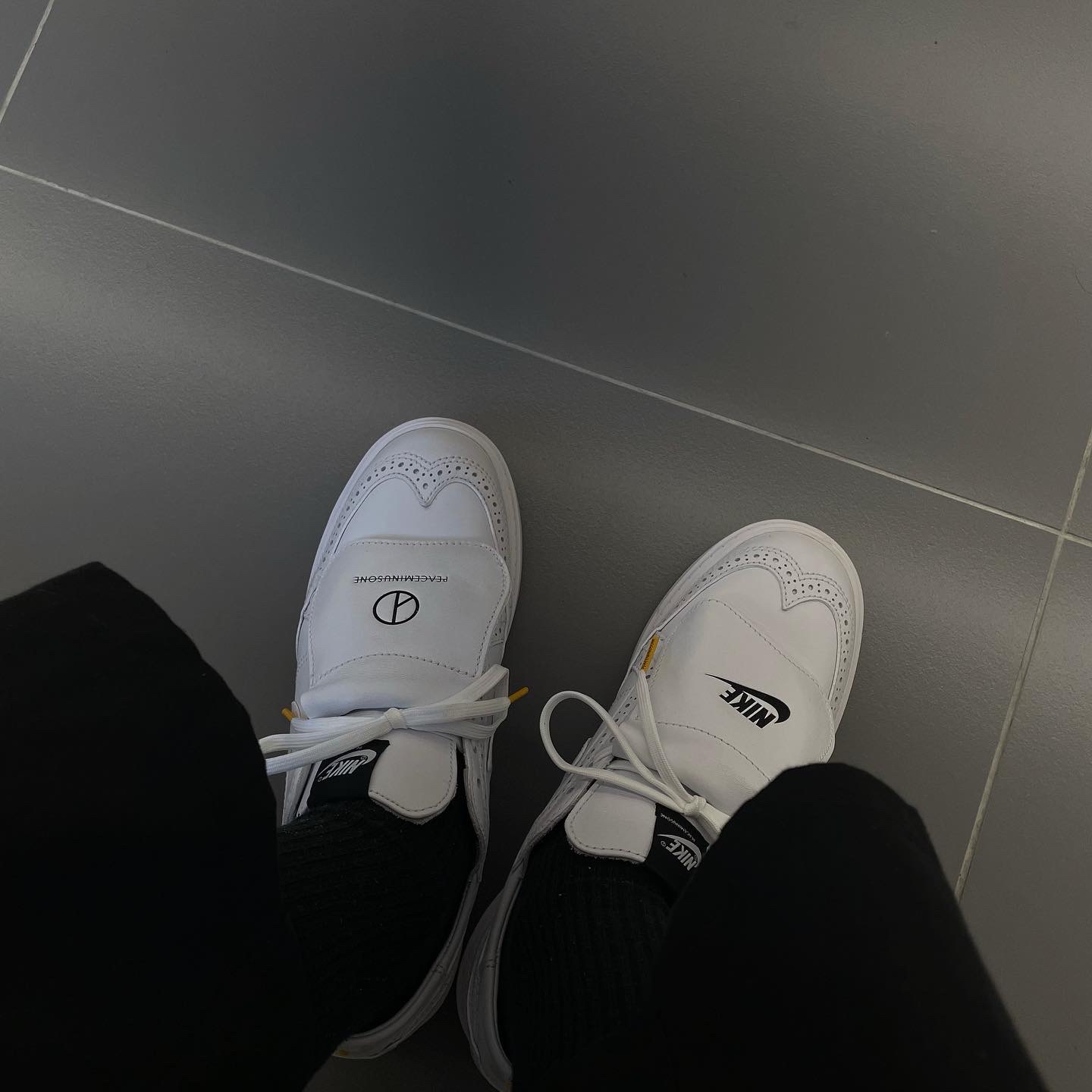 Nike x Peaceminusone Kwondo1 White 착용 스타일 - 2