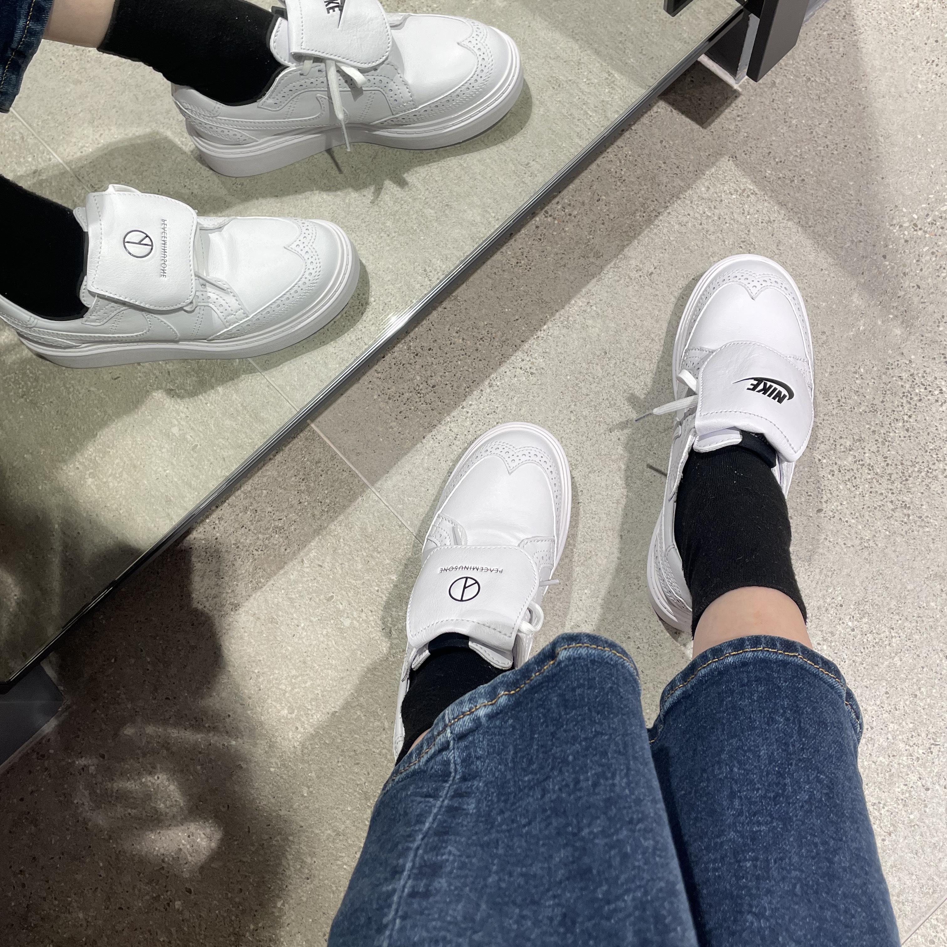 Nike x Peaceminusone Kwondo1 White 착용 스타일 - 1