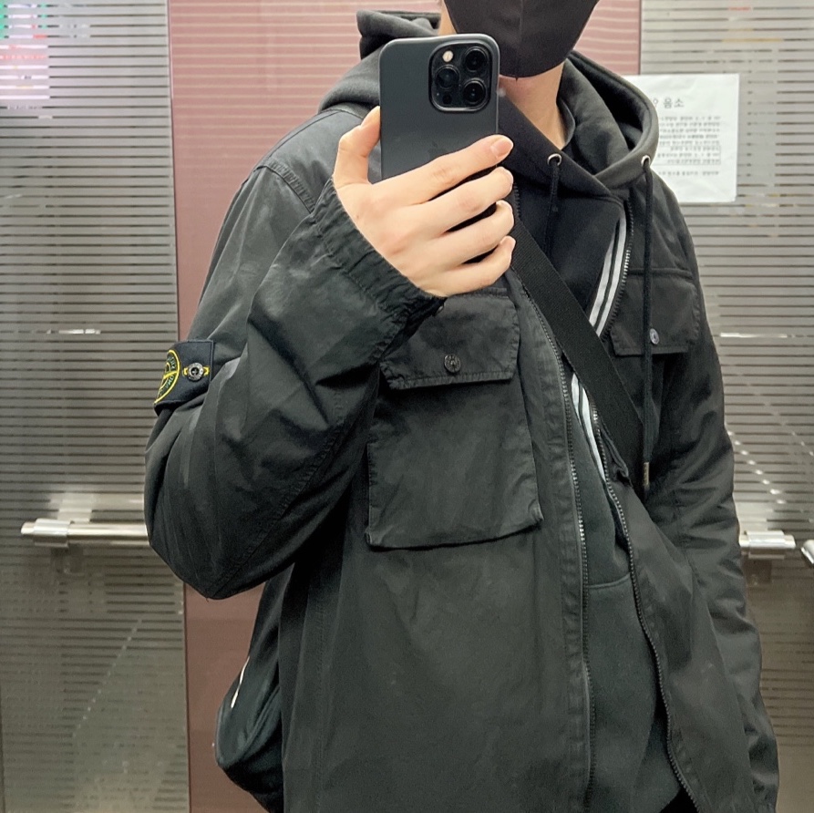 Stone Island 113WN T.CO+OLD Overshirt Black - 21FW 착용 스타일