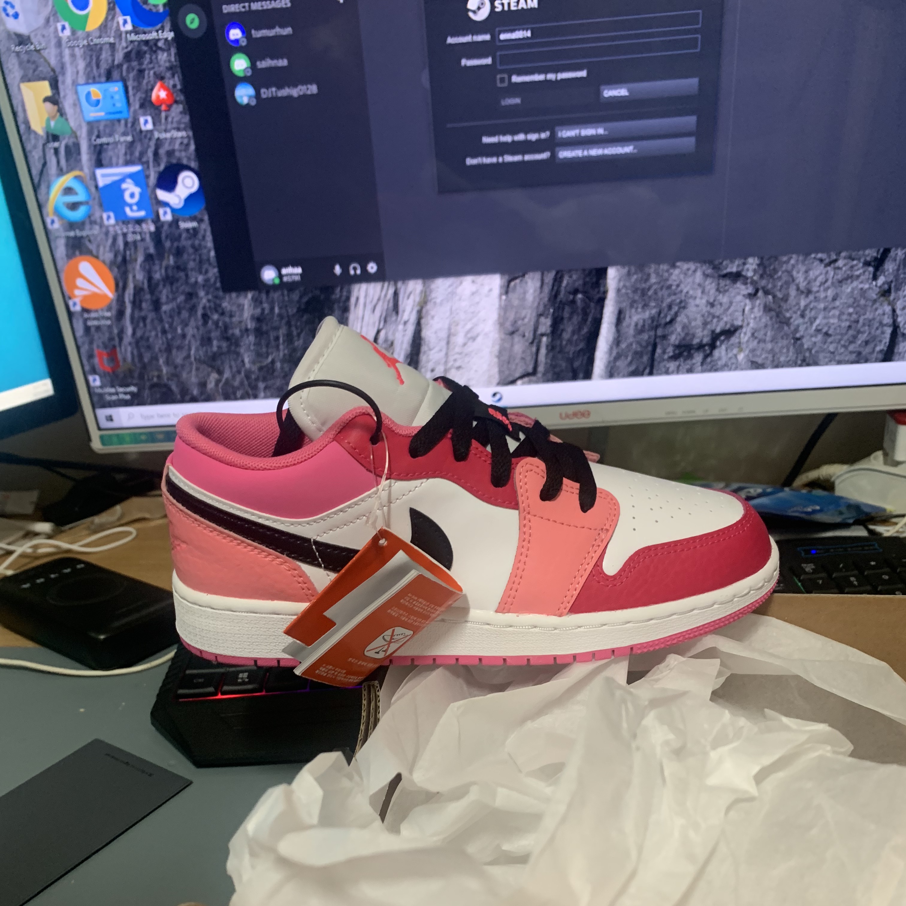 (GS) Jordan 1 Low Rush Pink 착용 스타일