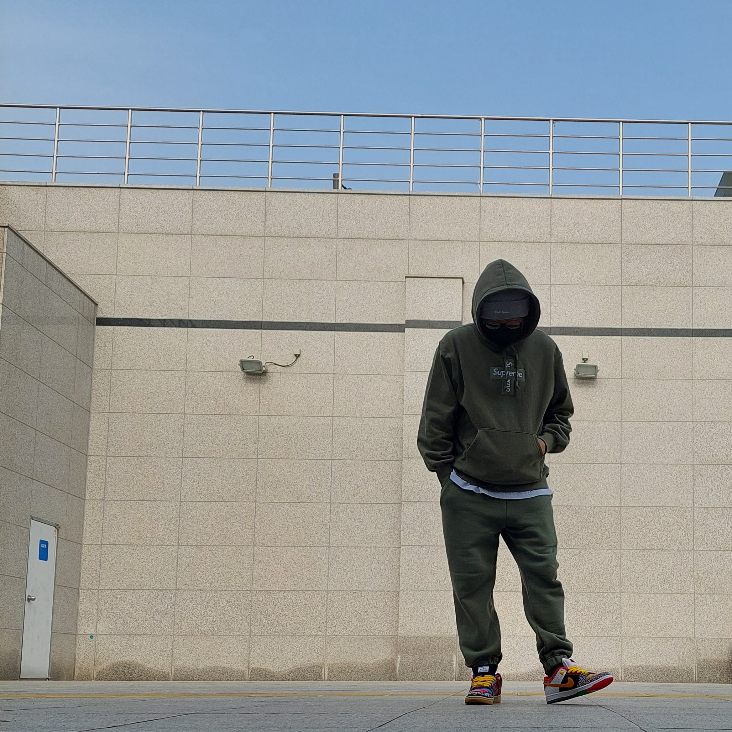 Supreme Cross Box Logo Hooded Sweatshirt Light Olive - 20FW, Nike SB Dunk Low What The Paul 착용 스타일 - 2