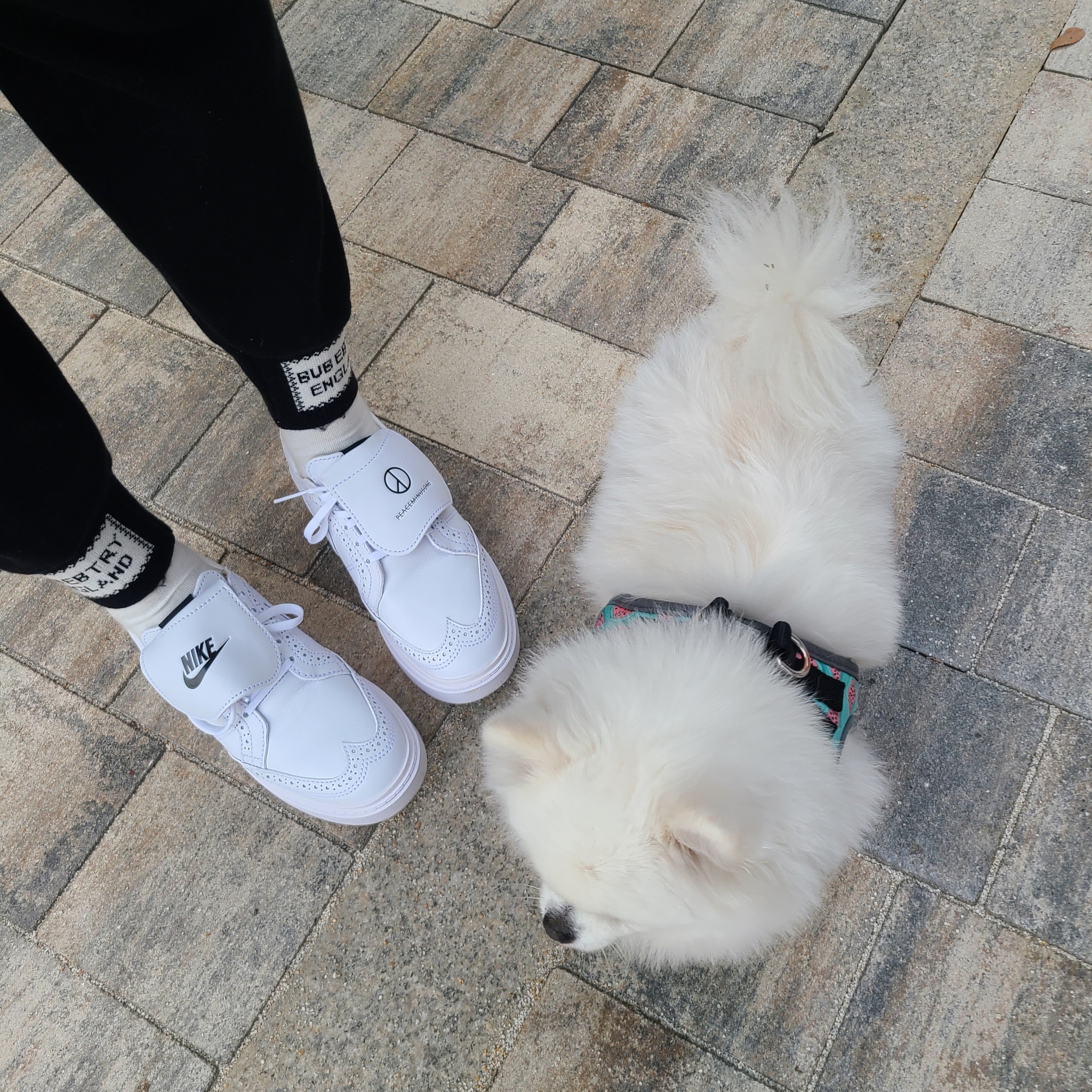 Nike x Peaceminusone Kwondo1 White, Stussy Stock DSM London Crew Ash Heather 2021 착용 스타일 - 1