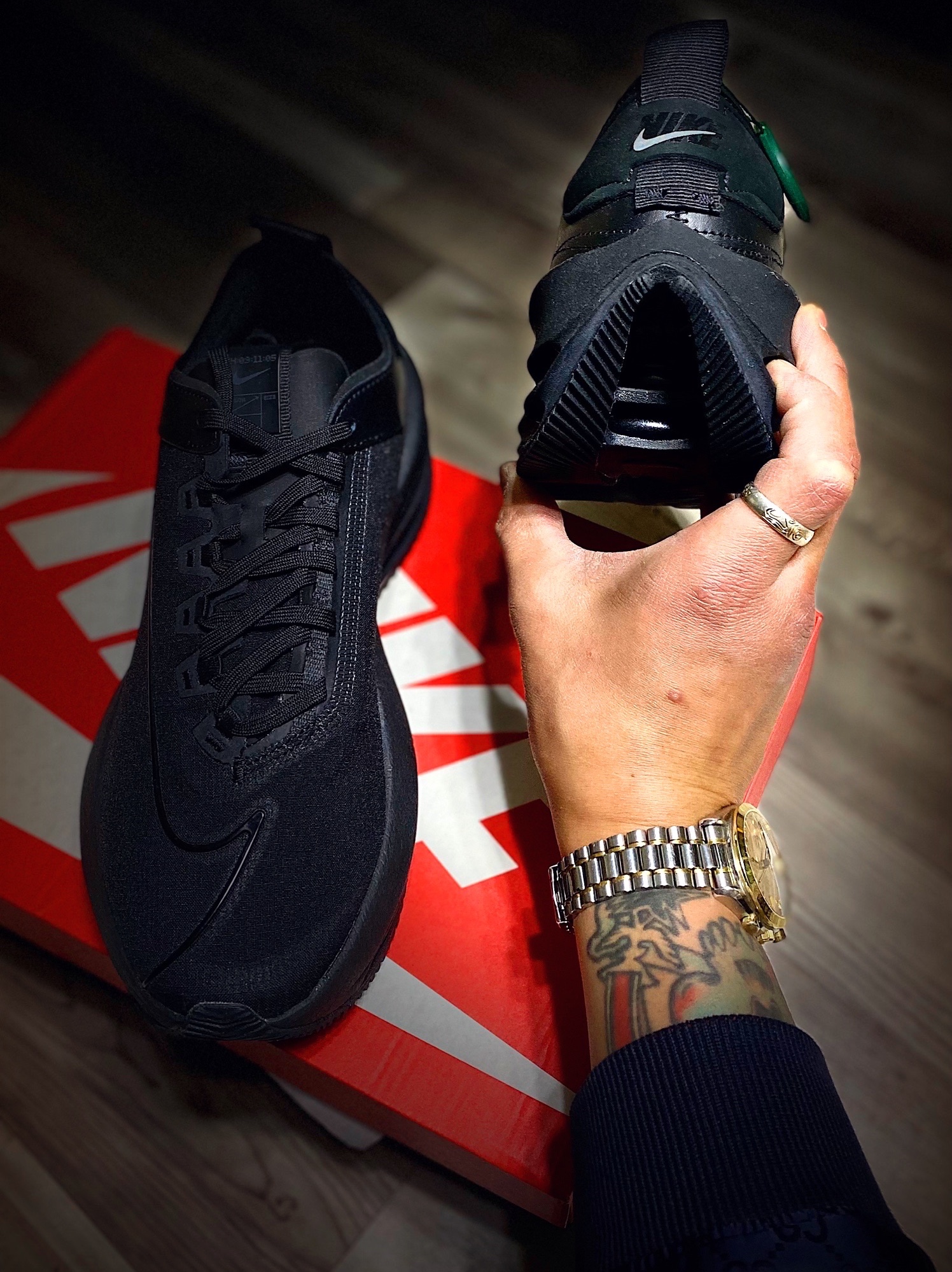 (W) Nike Zoom Double Stacked Smoke Grey 착용 스타일 - 2