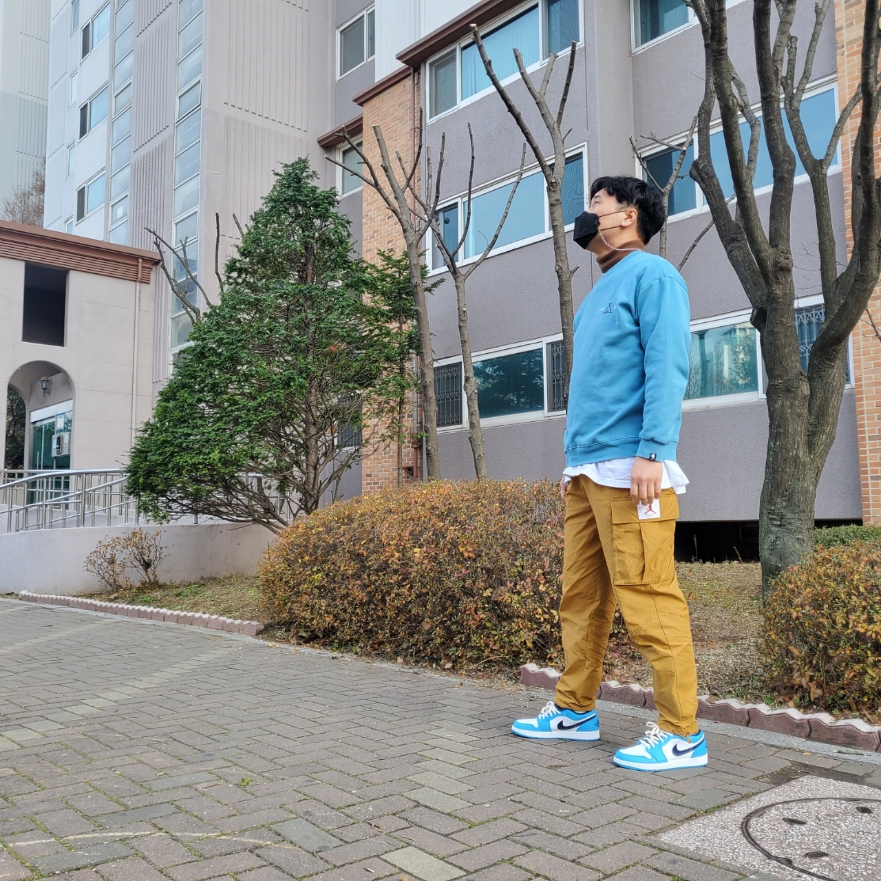 Jordan 1 Low Dark Powder Blue 착용 스타일