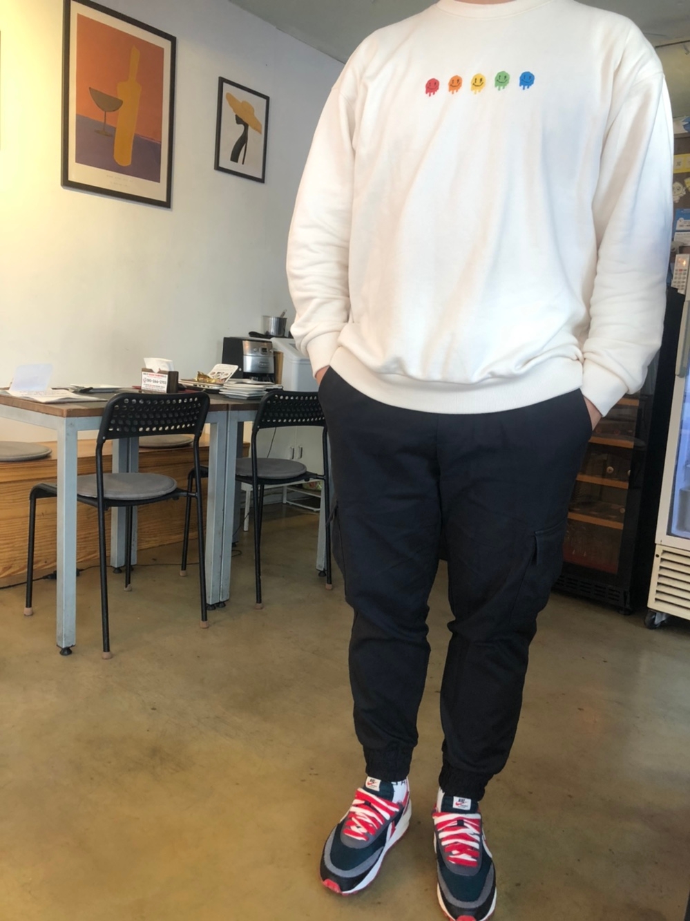 Nike x Sacai x Undercover LDWaffle Midnight Spruce University Red 착용 스타일