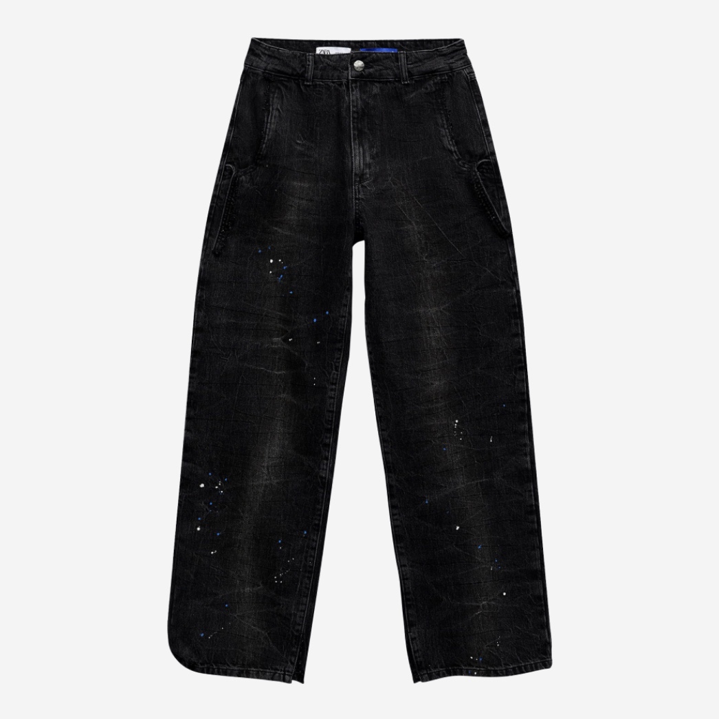 Zara x Ader Error Slit Jeans Black 착용 스타일