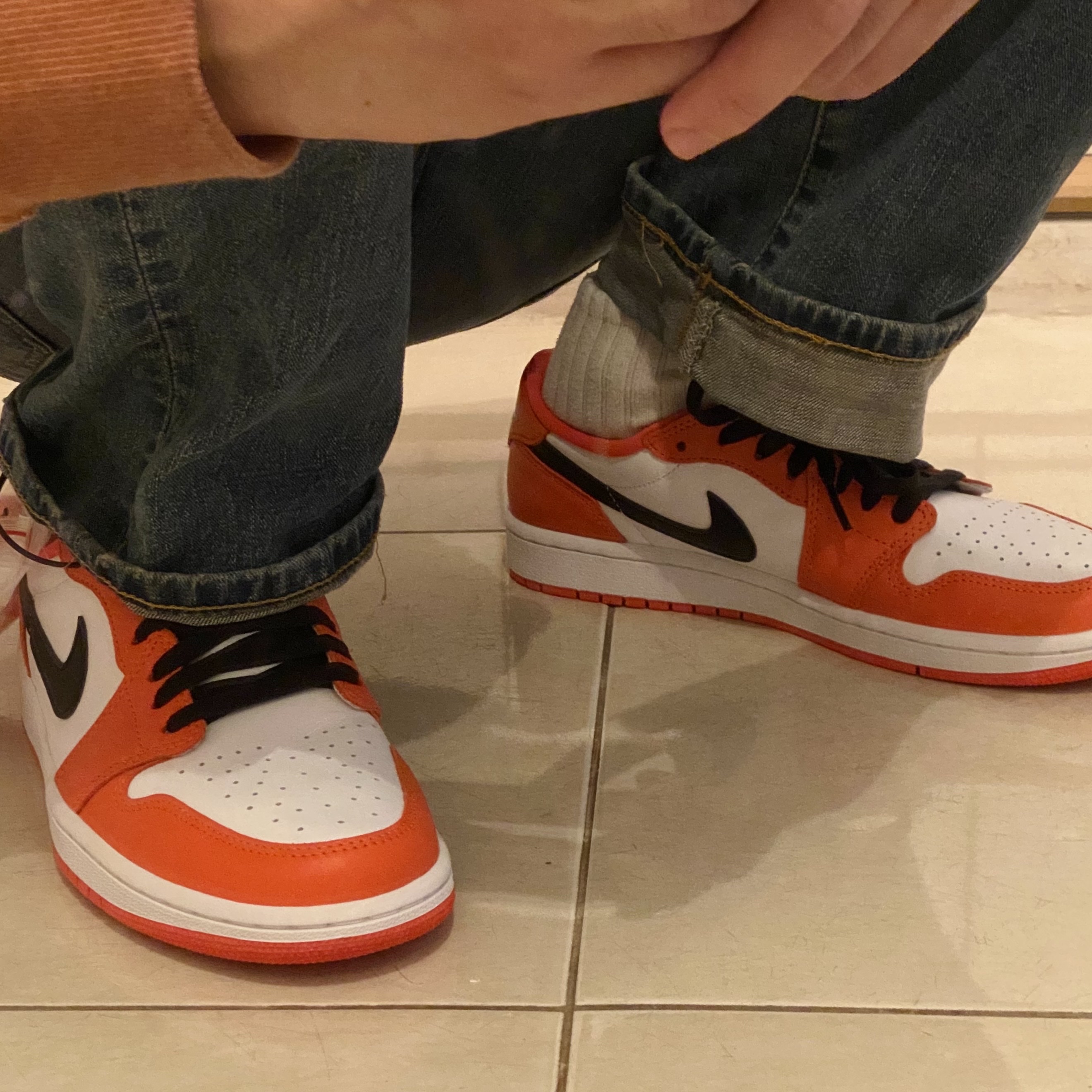 (W) Jordan 1 Low OG Starfish, Nike x Peaceminusone Kwondo1 White 착용 스타일 - 2