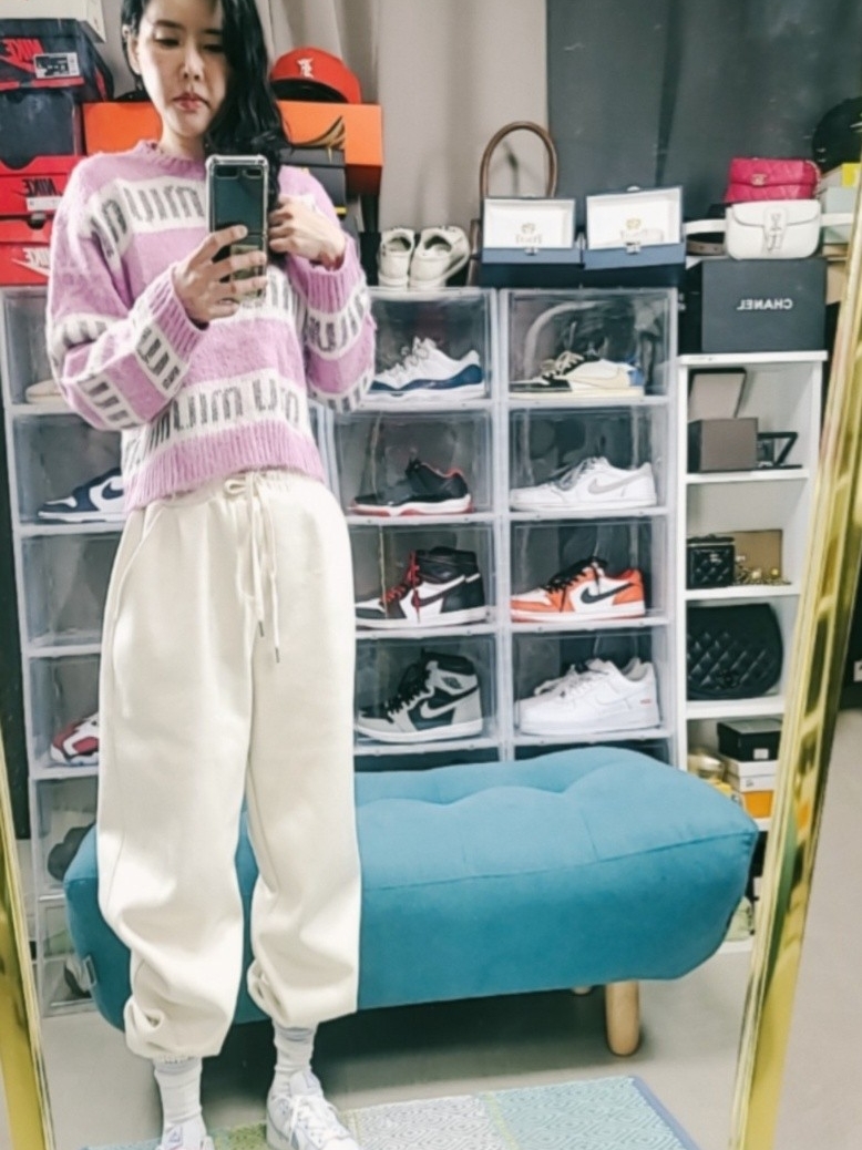(W) Nike Dunk Low Purple Pulse 착용 스타일 - 1
