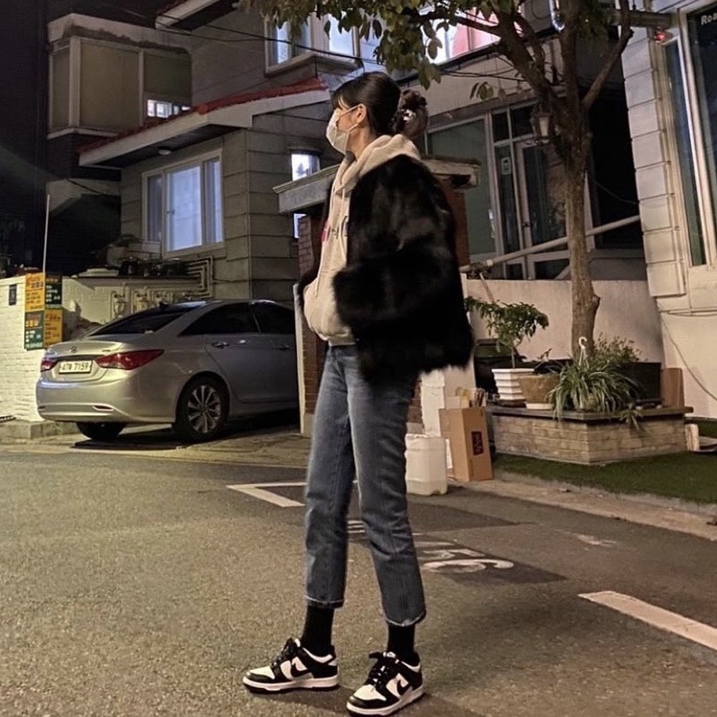 (W) Nike Dunk Low Black 착용 스타일