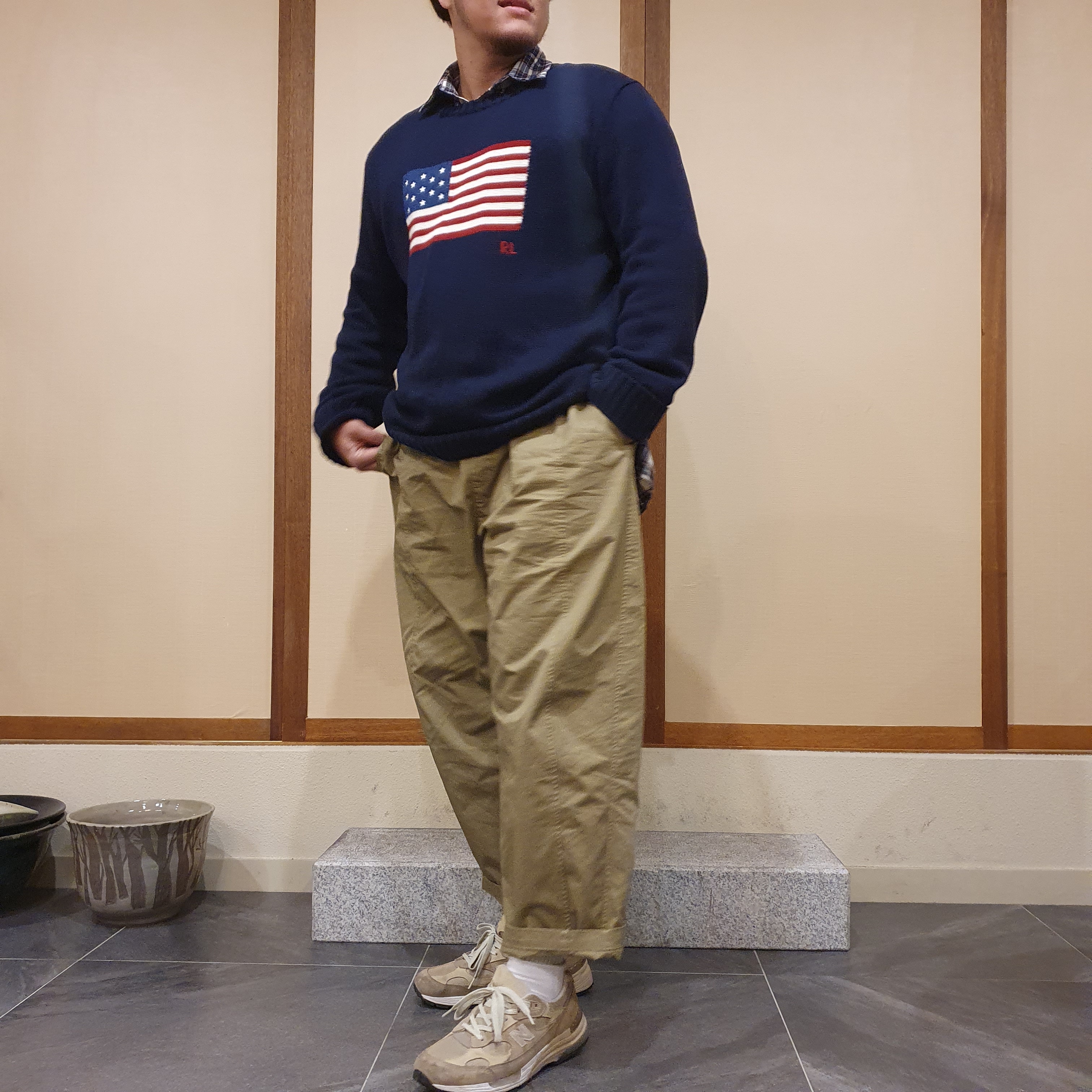 New Balance 992 Made in USA Tan 착용 스타일