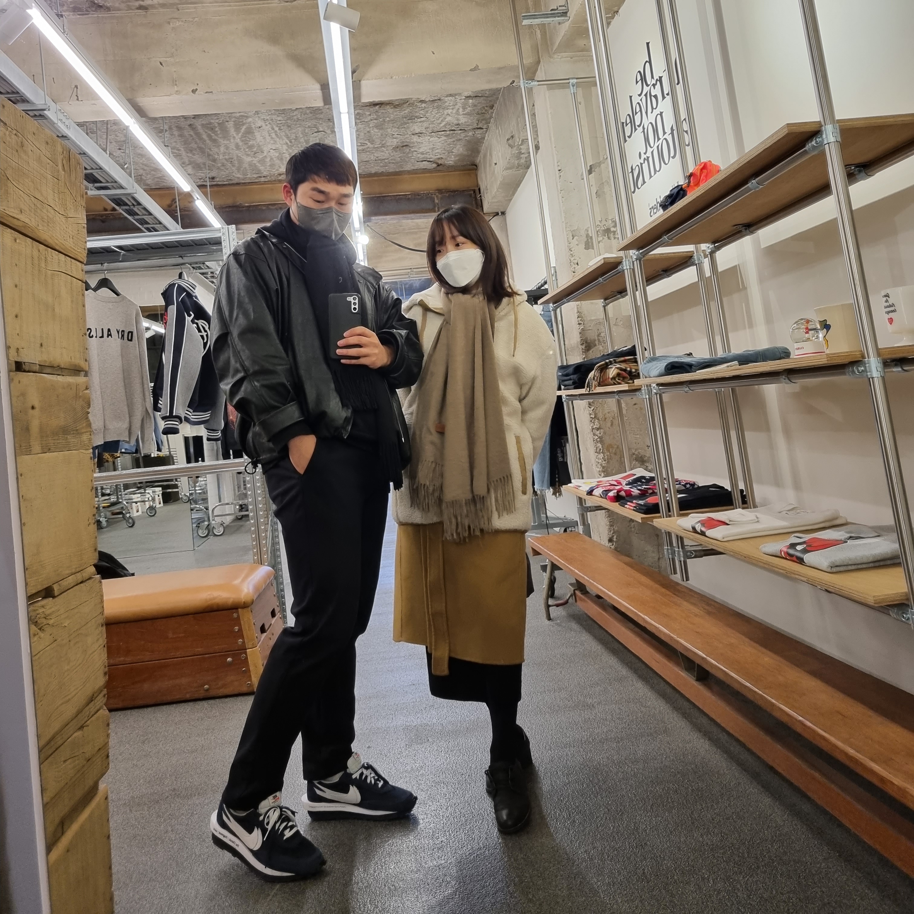 Nike x Sacai x Fragment LDWaffle Blackened Blue 착용 스타일