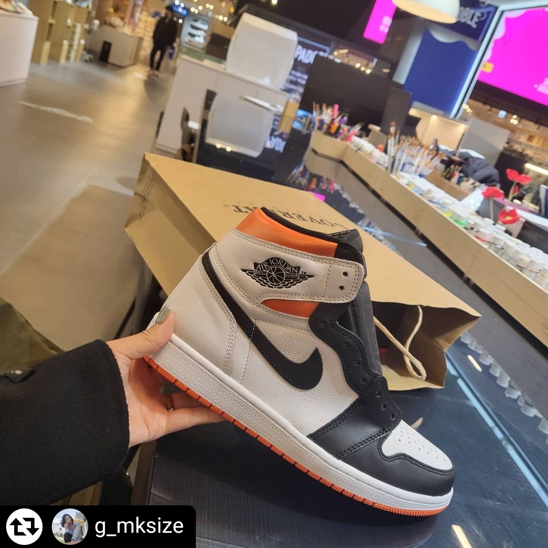 Jordan 1 Retro High OG Electro Orange, Jordan 1 Retro Shattered Backboard 착용 스타일 - 1