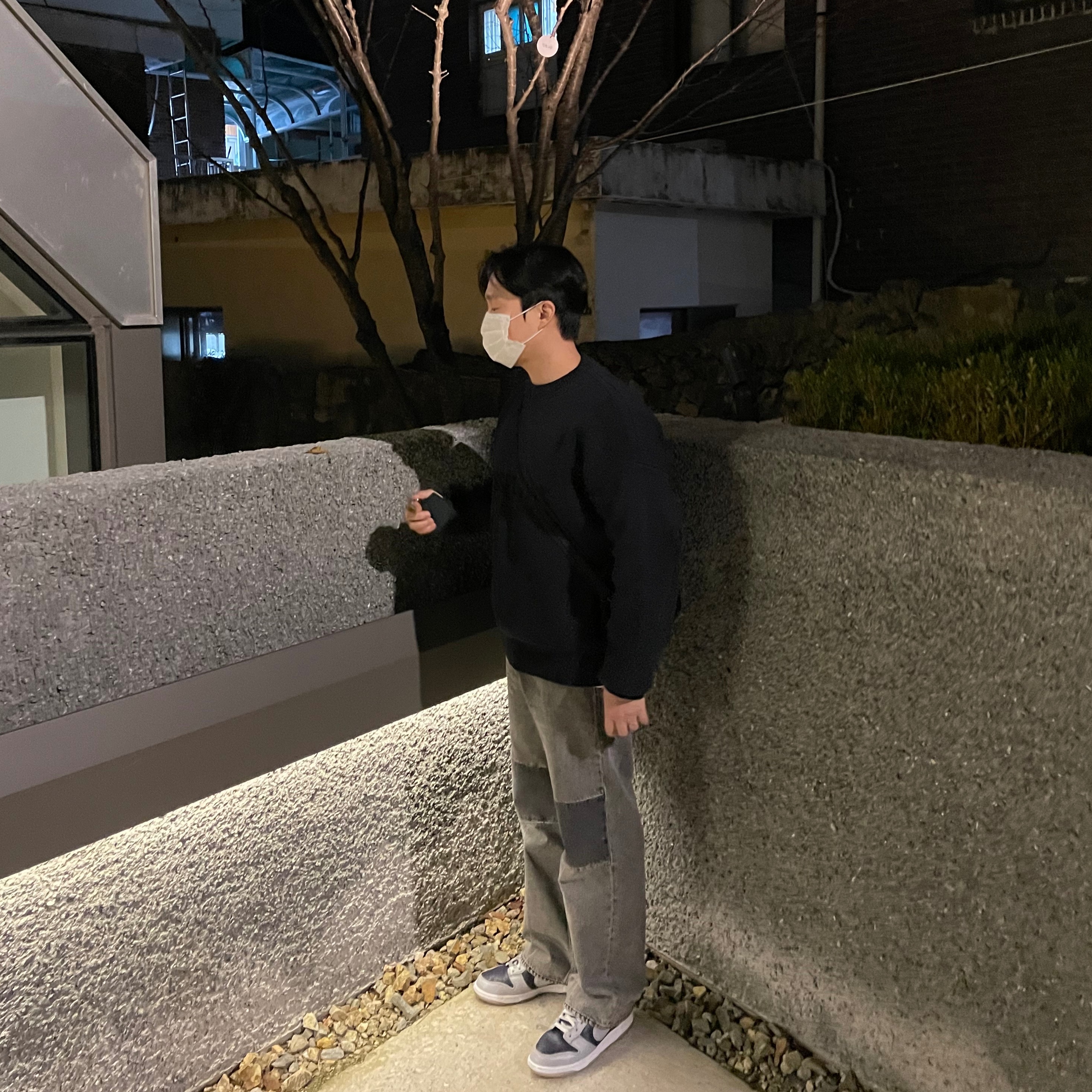 Essentials Knit Sweater Navy/Dark Navy - Ssense Exclusive, (W) Nike Dunk Low SP College Navy 착용 스타일
