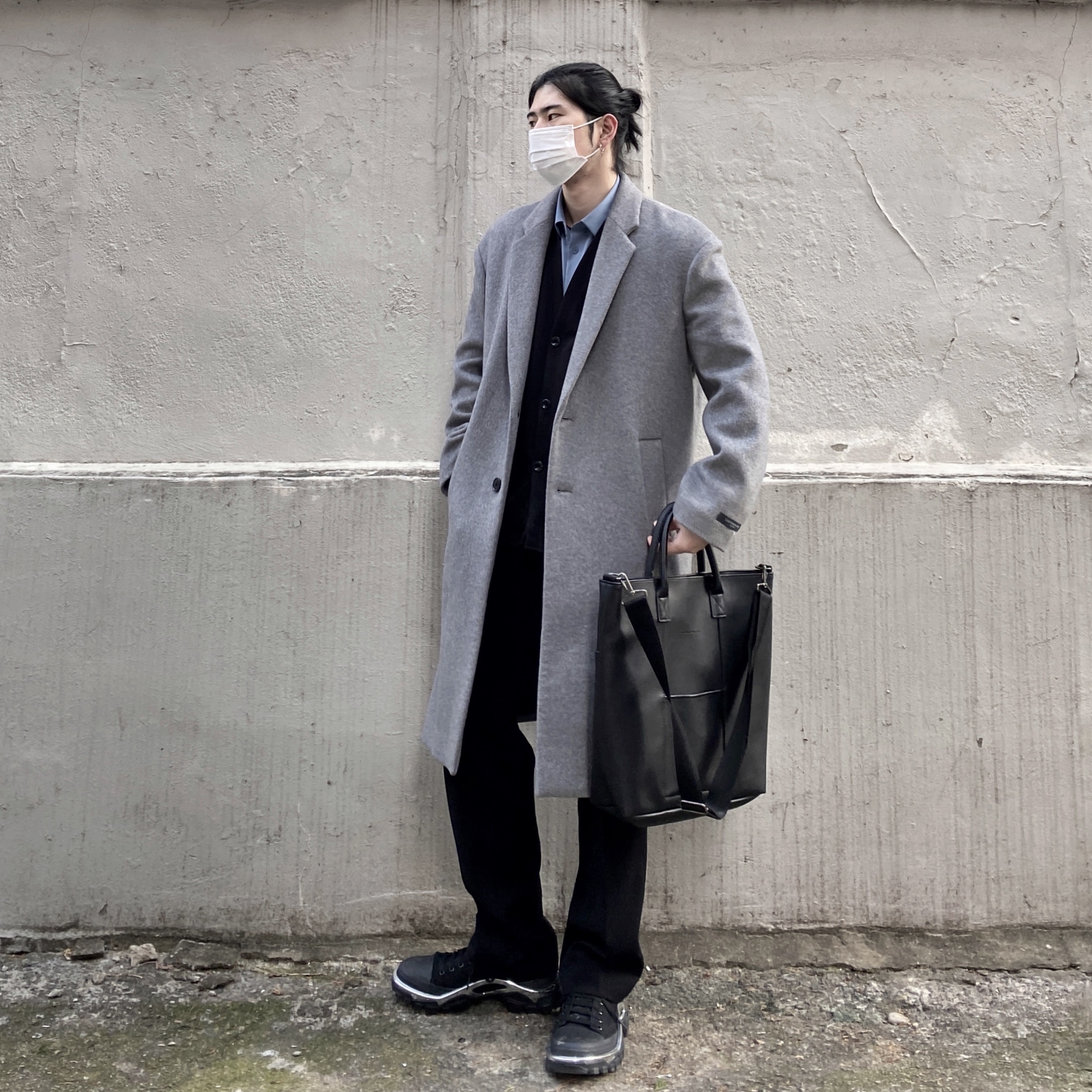Adidas x Raf Simons Detroit Runner Core Black 착용 스타일