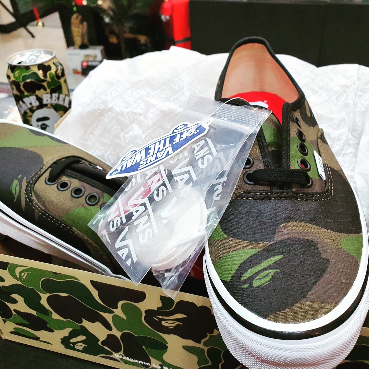 Vans x BAPE Authentic 44 DX 1st Camo Green 착용 스타일 - 2