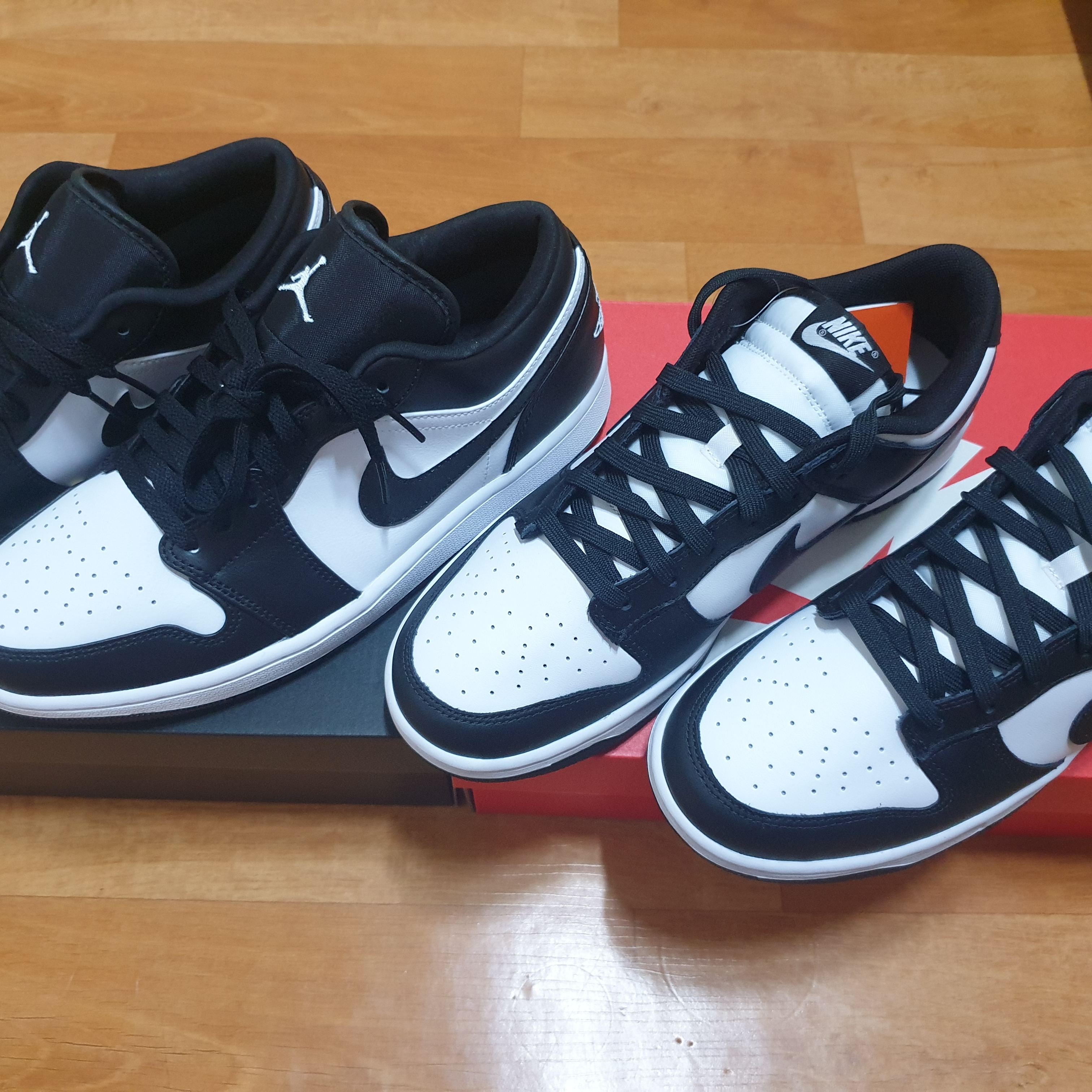 Jordan 1 Low Black Particle Grey, Nike Dunk Low Retro Black 착용 스타일 - 5