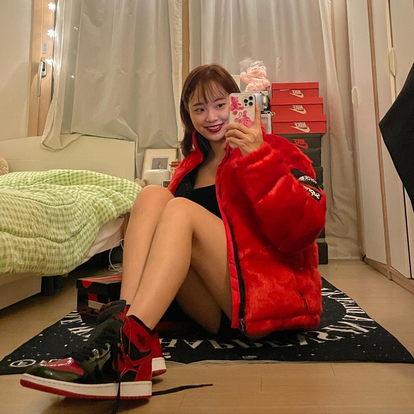 (GS) Jordan 1 Retro High OG Patent Bred, Jordan 1 Retro High OG Patent Bred 착용 스타일 - 2