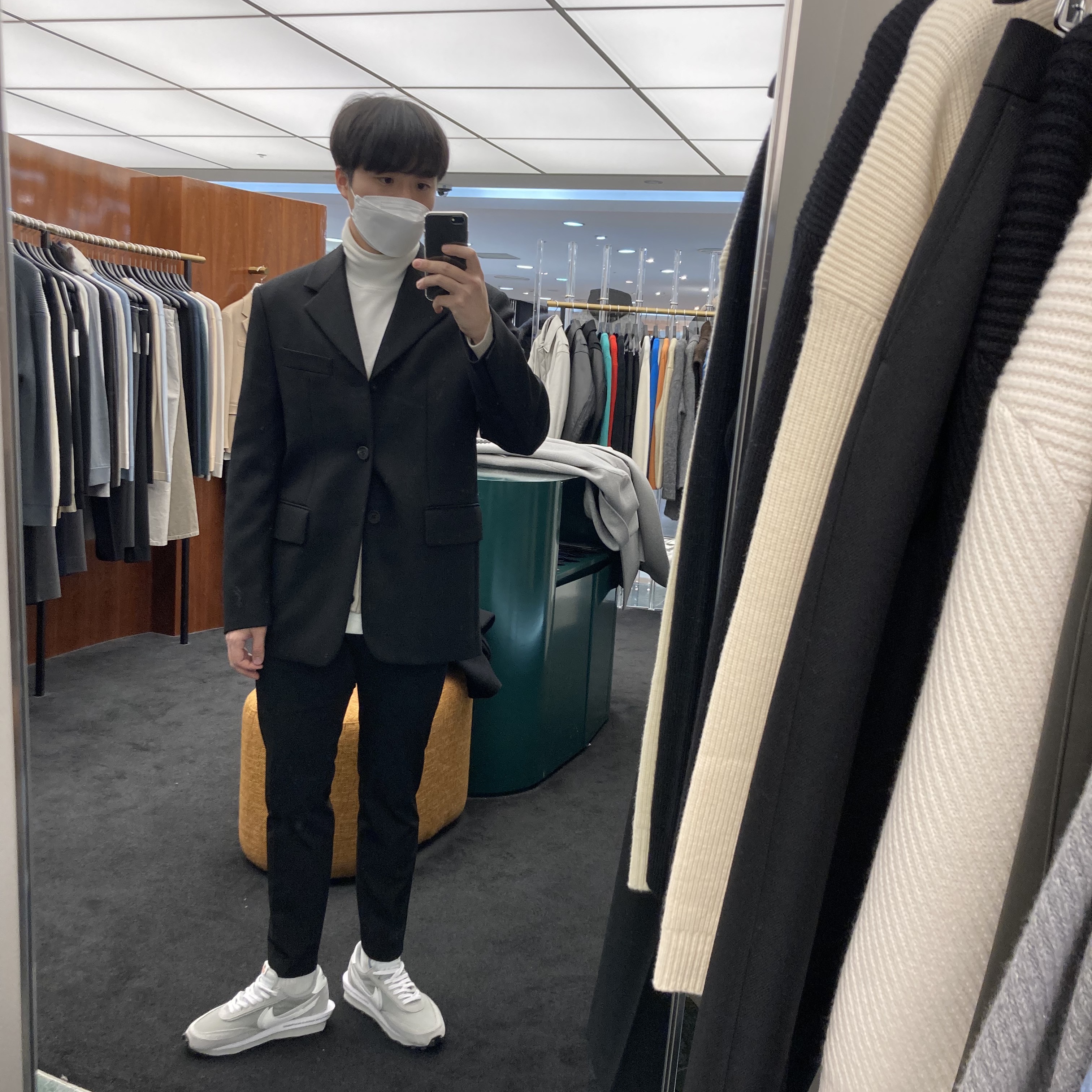 Nike x Sacai x Fragment LDWaffle Light Smoke Grey 착용 스타일 - 2