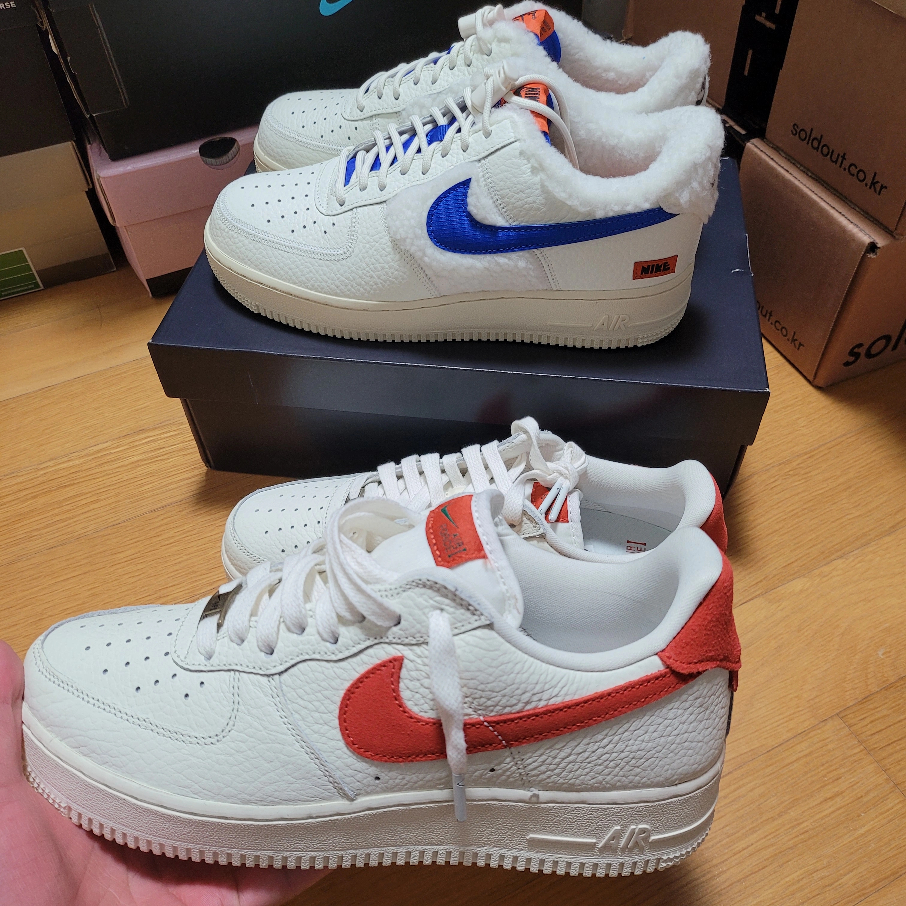 Nike Air Force 1 '07 Craft Mantra Orange, (W) Nike Air Force 1 '07 Sherpa Fleece 착용 스타일