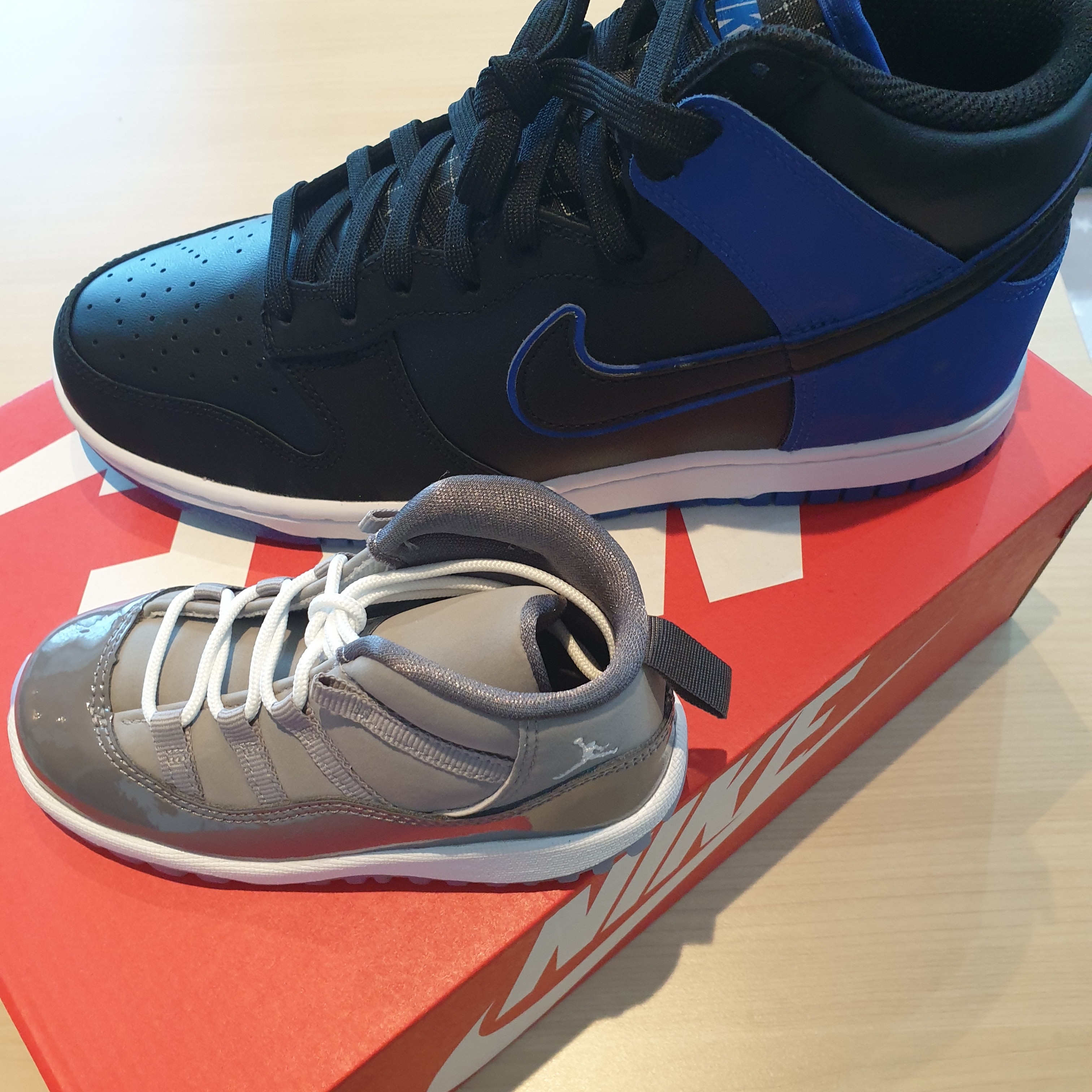 (TD) Jordan 11 Retro Cool Grey 2021, Nike Dunk High Retro SE Camo Black Royal 착용 스타일
