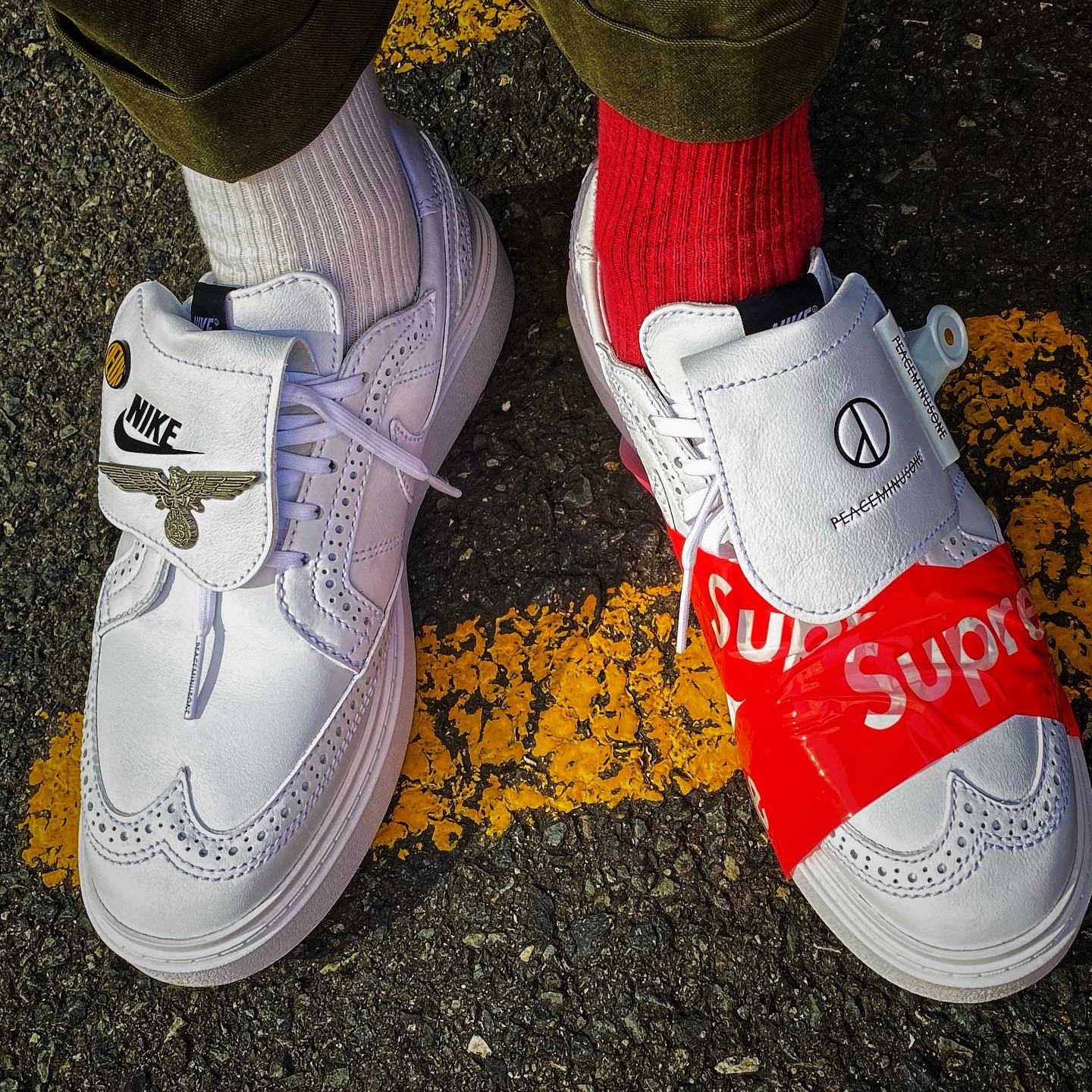 Nike x Peaceminusone Kwondo1 White 착용 스타일 - 2