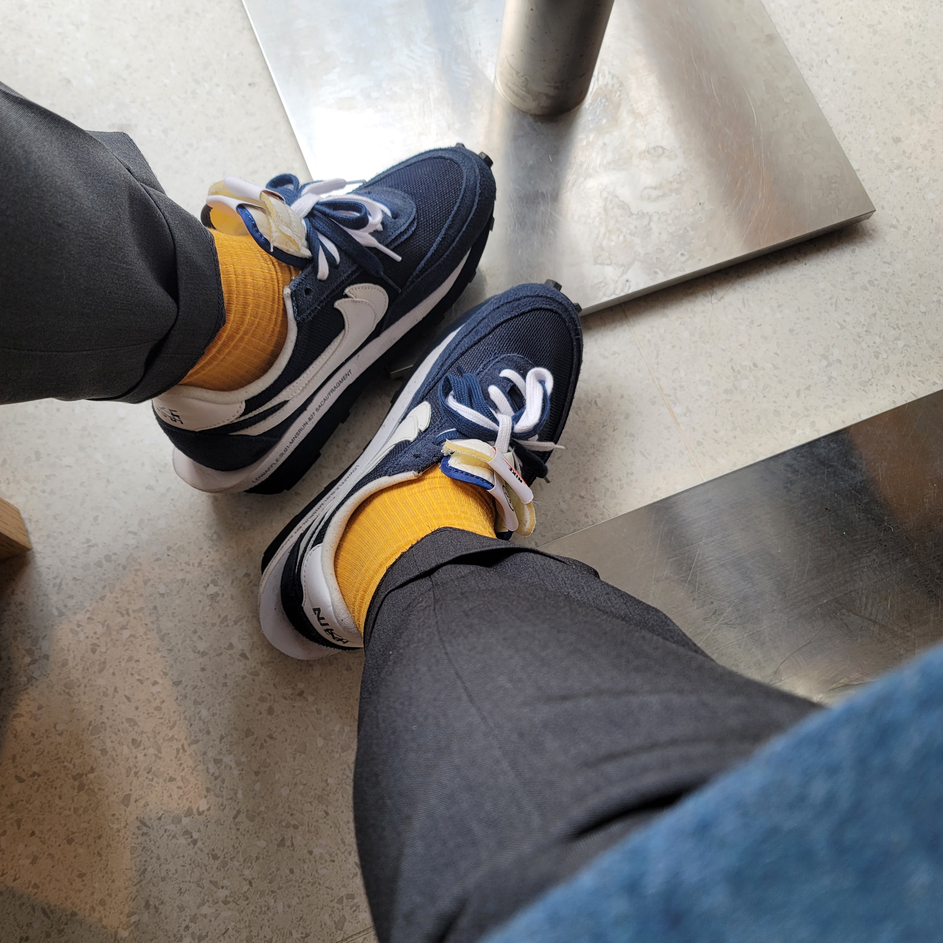 Nike x Sacai x Fragment LDWaffle Blackened Blue 착용 스타일
