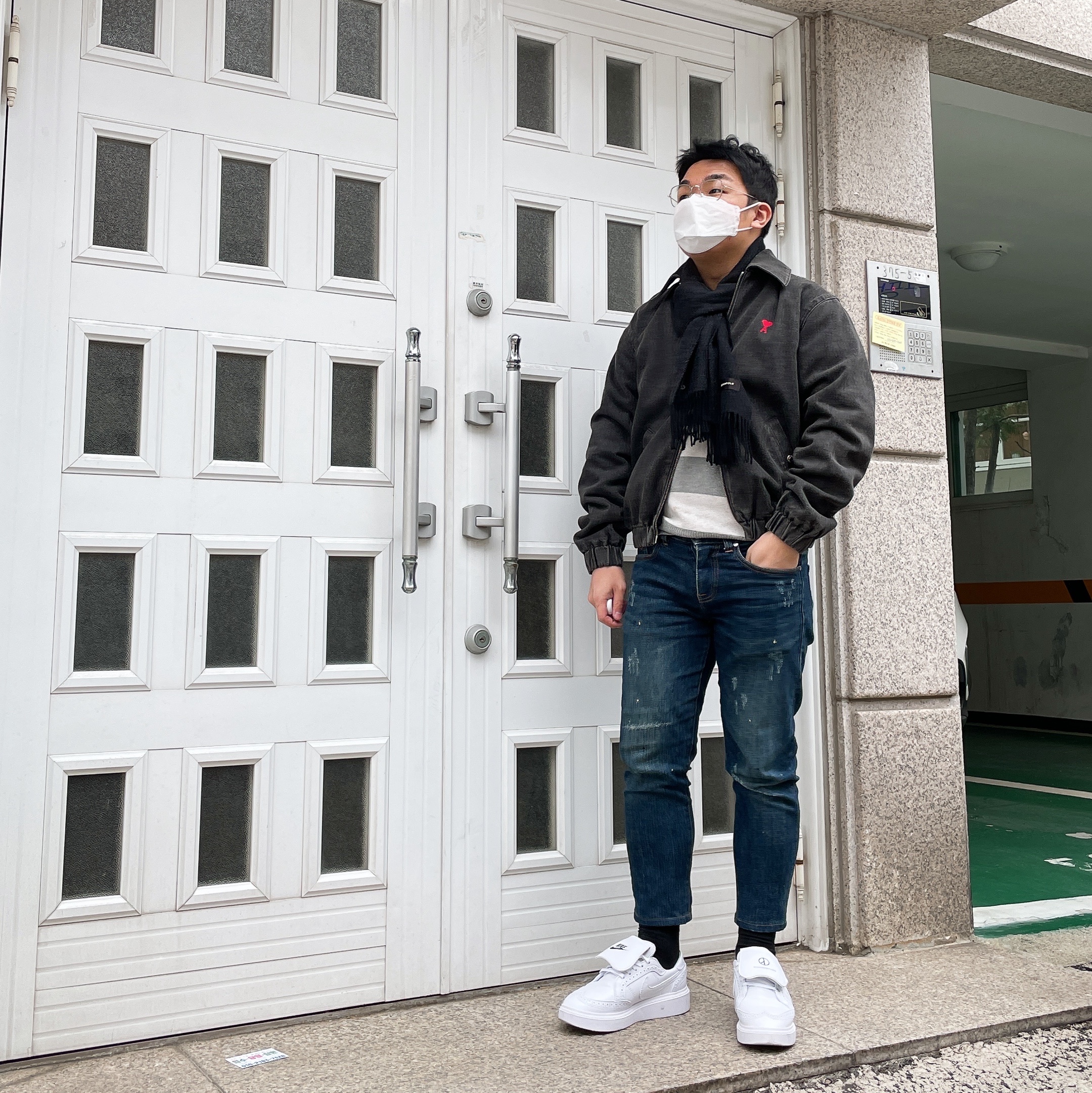 Nike x Peaceminusone Kwondo1 White 착용 스타일 - 2