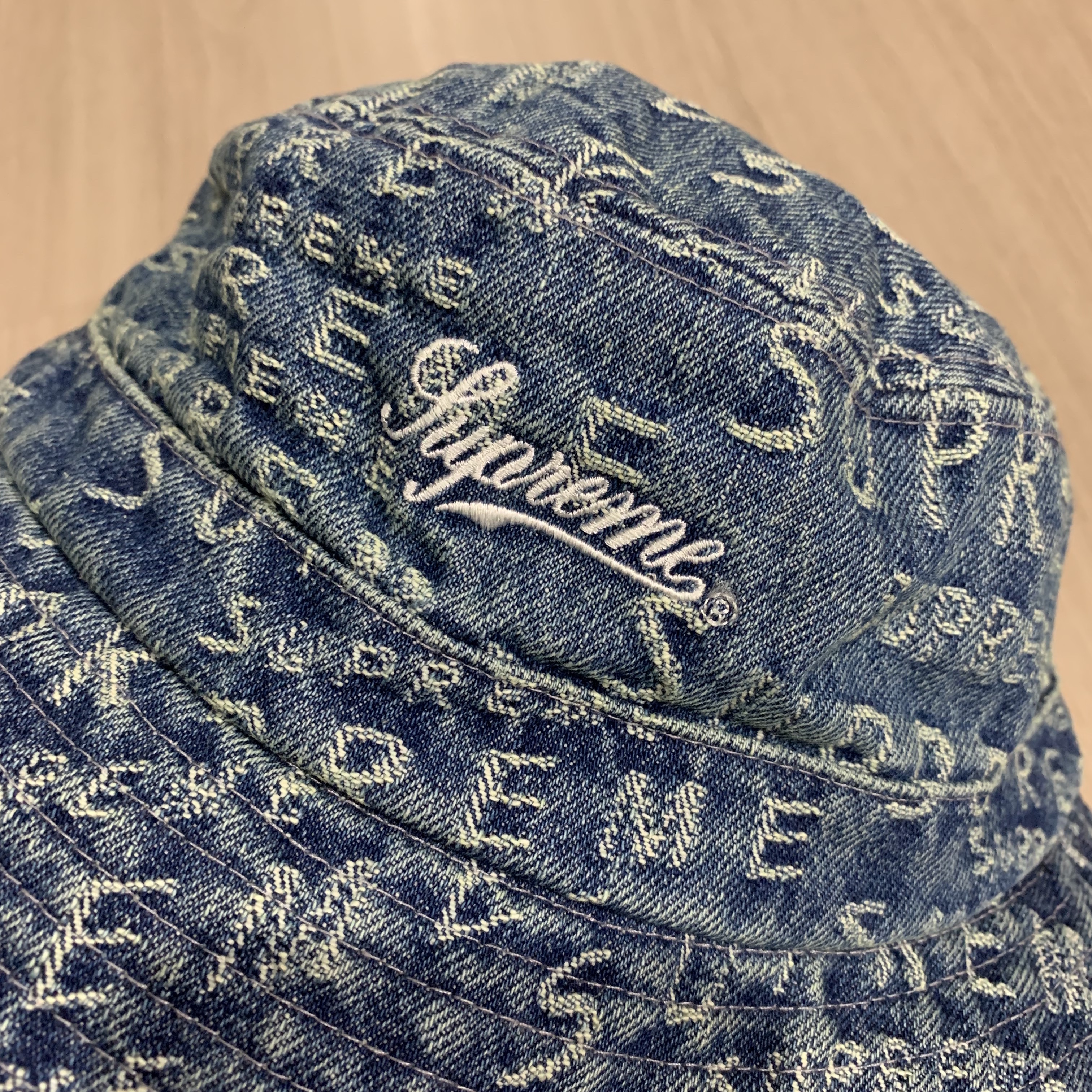 Supreme Warp Jacquard Logos Denim Crusher Blue - 21SS 착용 스타일 - 2
