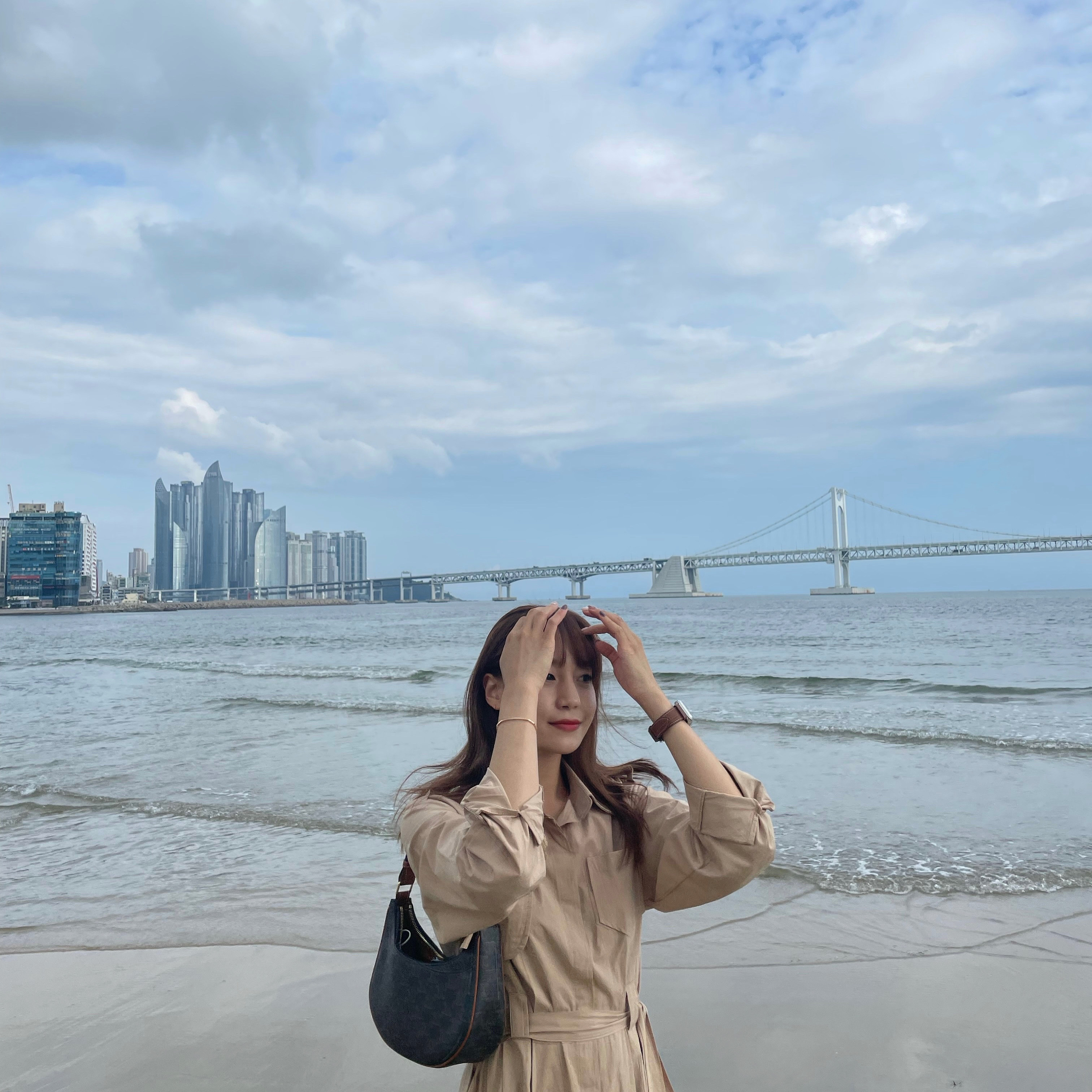 Celine Ava Bag in Triomphe Canvas and Calfskin Tan 착용 스타일