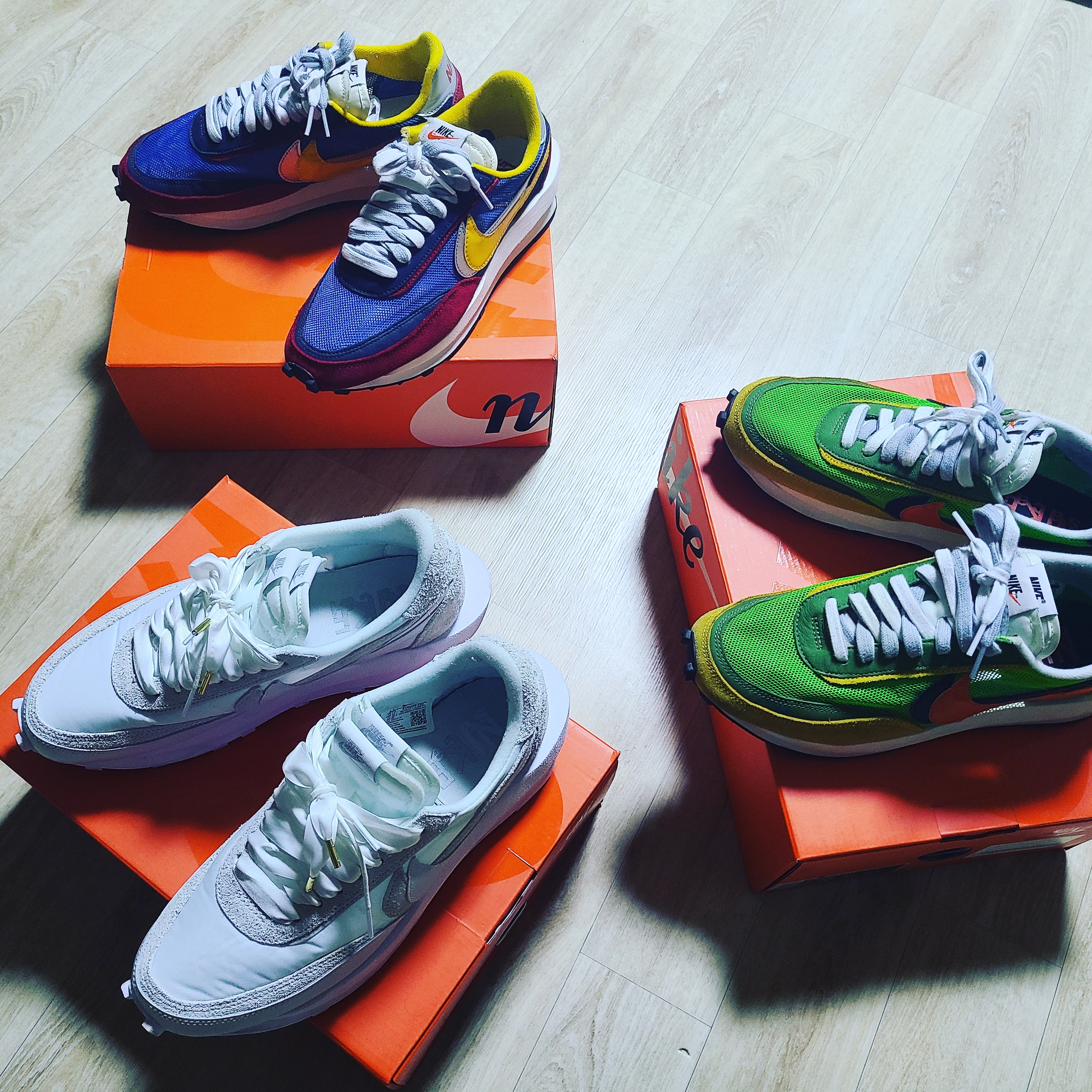 Nike x Sacai LDWaffle Green Multi, Nike x Sacai LDWaffle White Nylon 착용 스타일