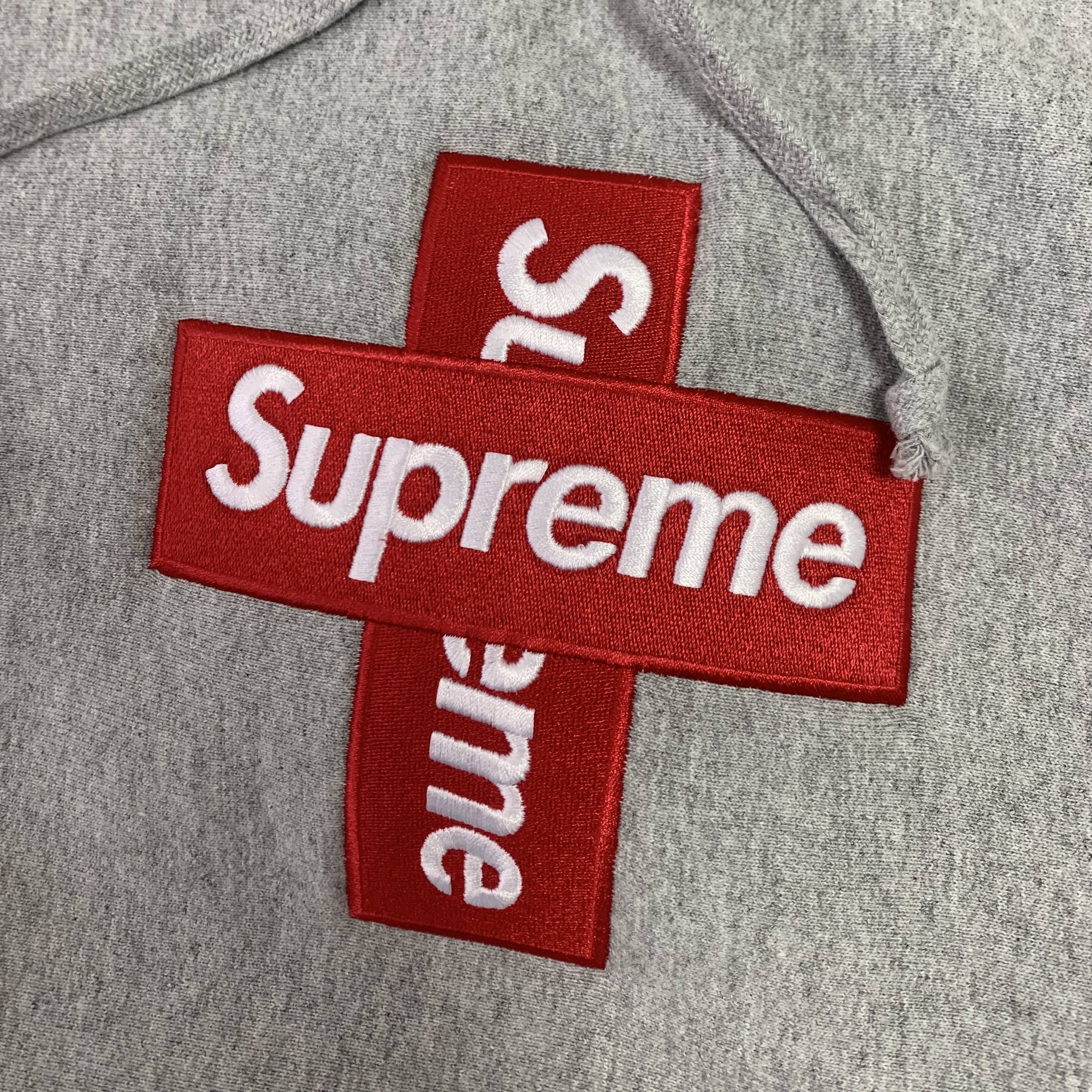 Supreme Cross Box Logo Hooded Sweatshirt Heather Grey - 20FW 착용 스타일