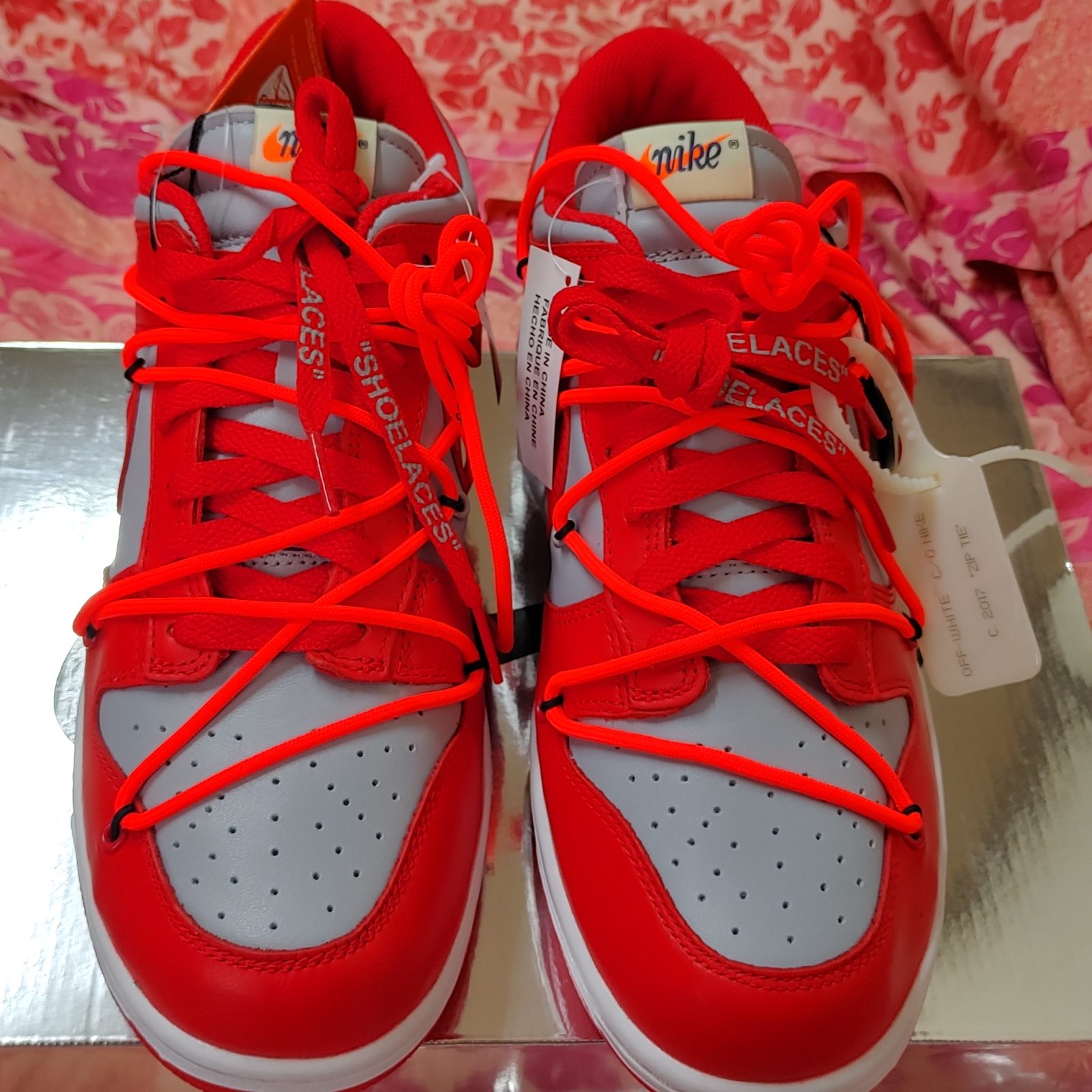 Nike x Off-White Dunk Low University Red 착용 스타일 - 1