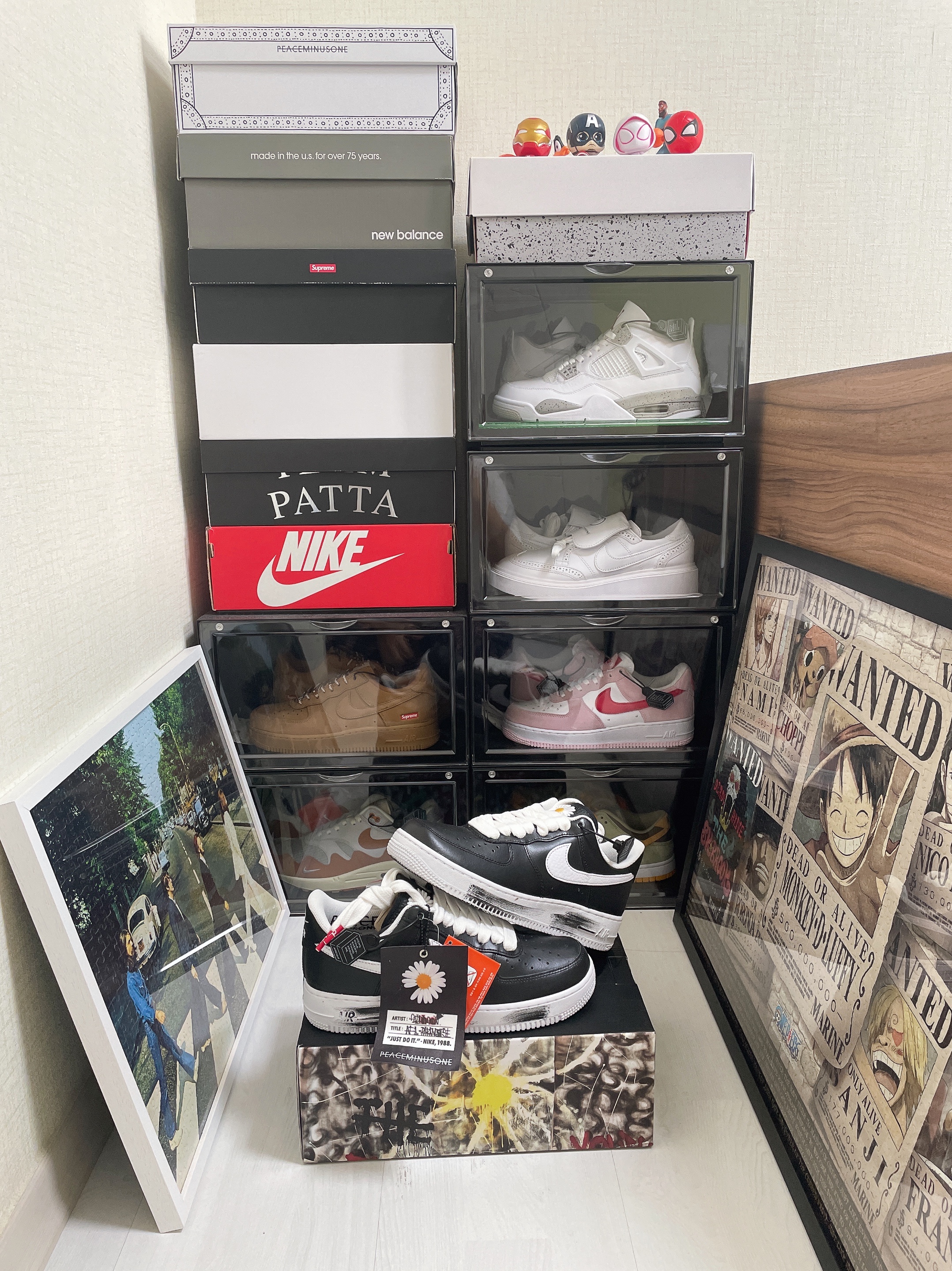 Nike x Peaceminusone Kwondo1 White, Nike x Peaceminusone Air Force 1 Low Para-Noise 착용 스타일