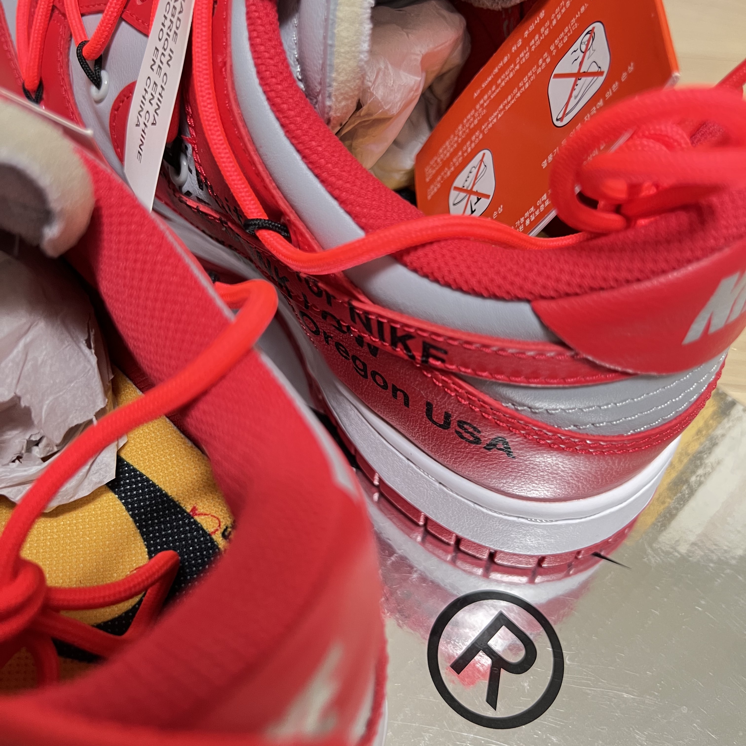 Nike x Off-White Dunk Low University Red 착용 스타일 - 3