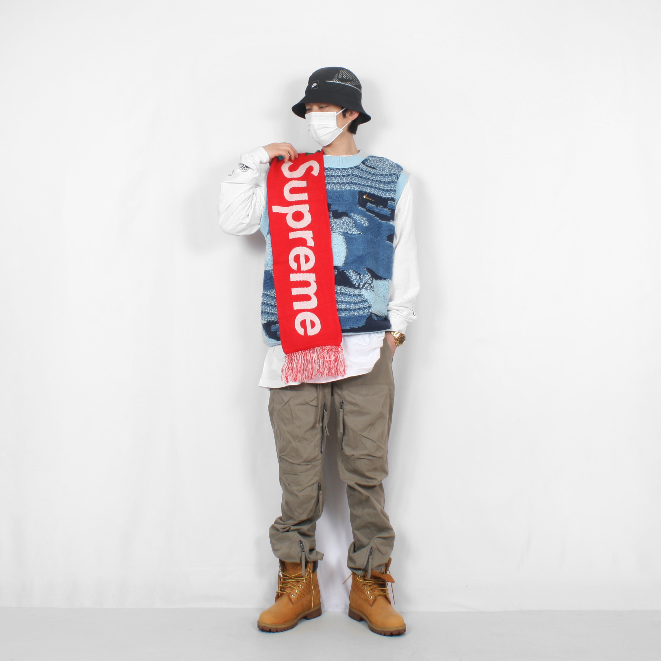 Timberland x Comme des Garcons Shirt x Supreme 6 Inch Boot Wheat - Medium 착용 스타일 - 1