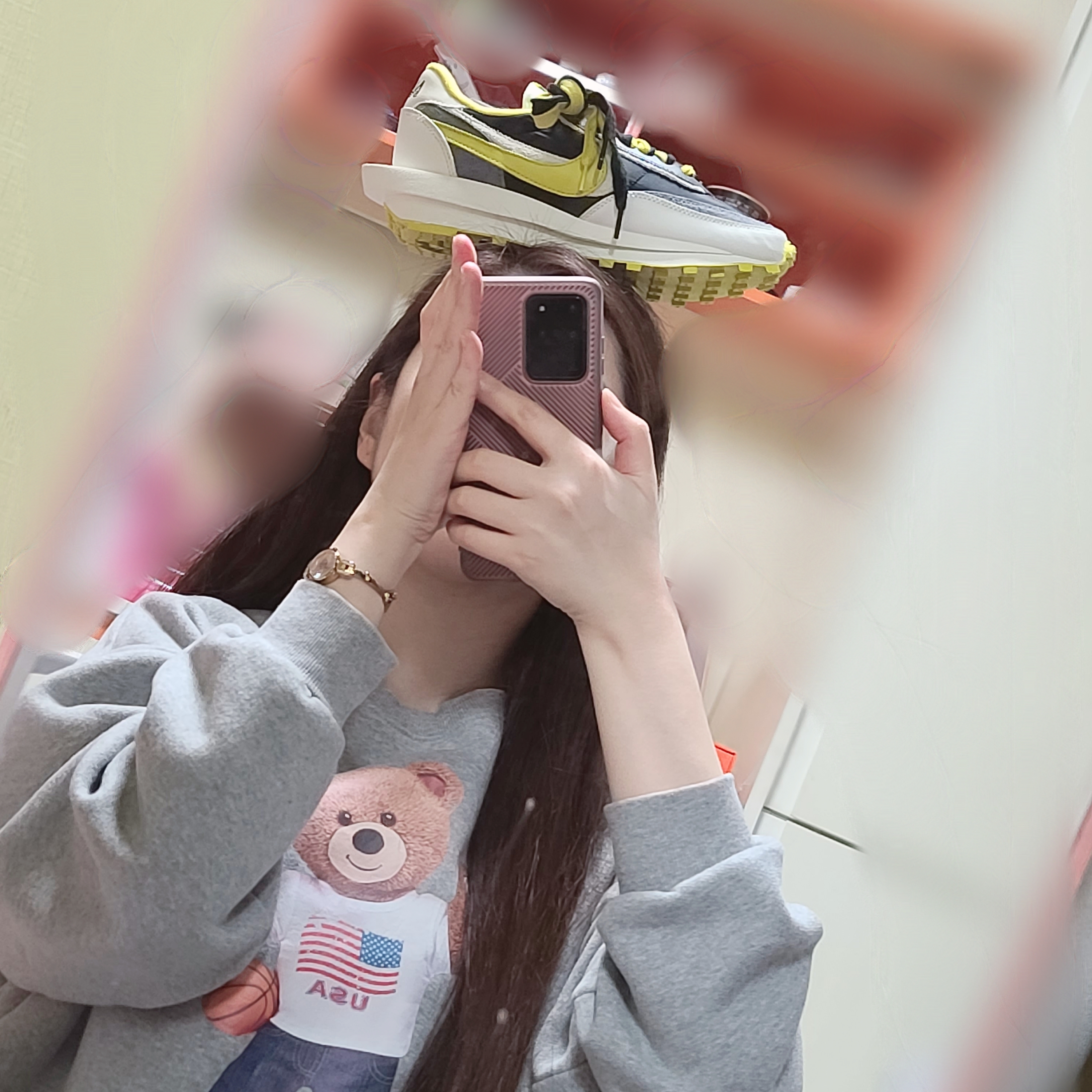 Nike x Sacai x Undercover LDWaffle Black Bright Citron 착용 스타일 - 2