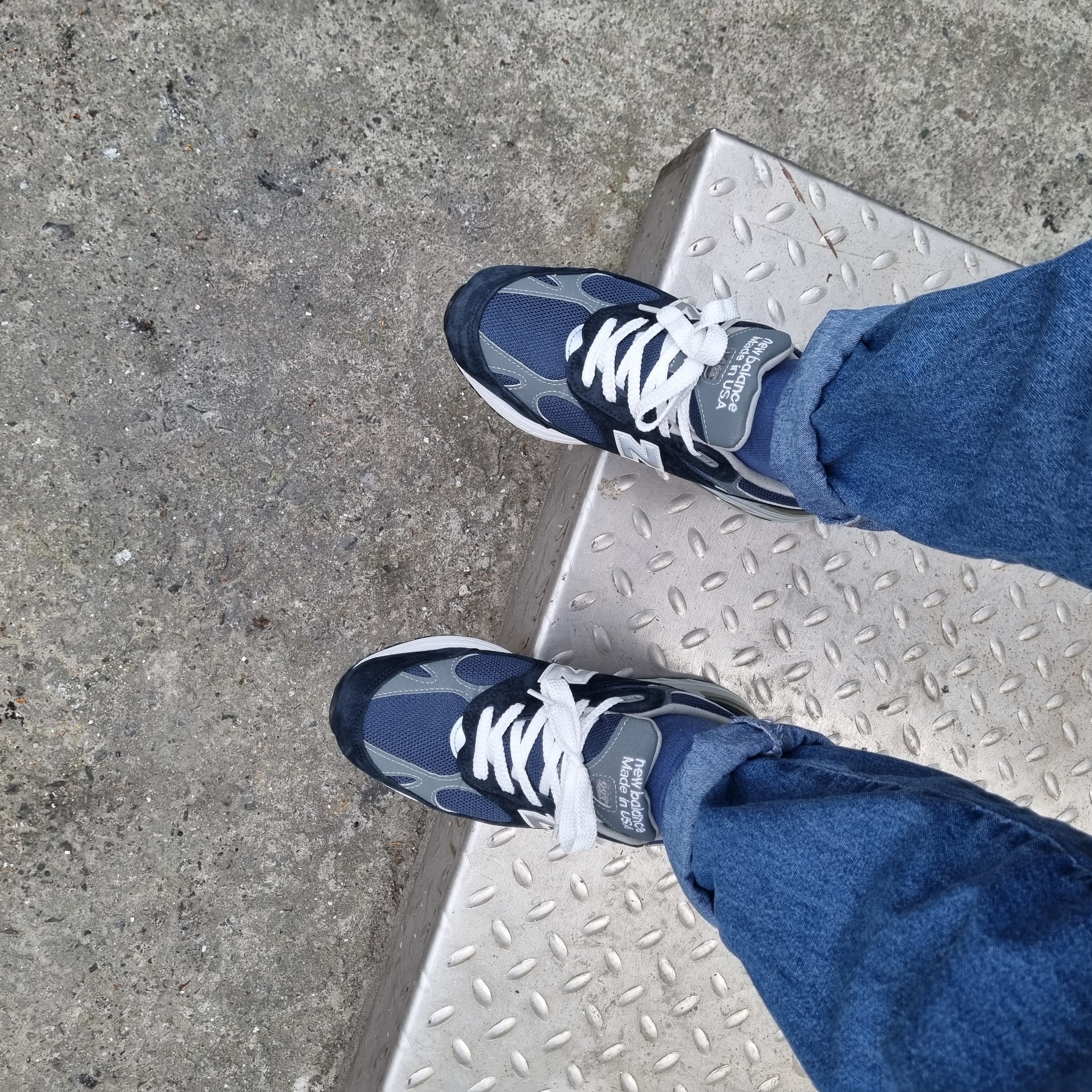 (W) New Balance 993 Made in USA Navy - B Standard 착용 스타일