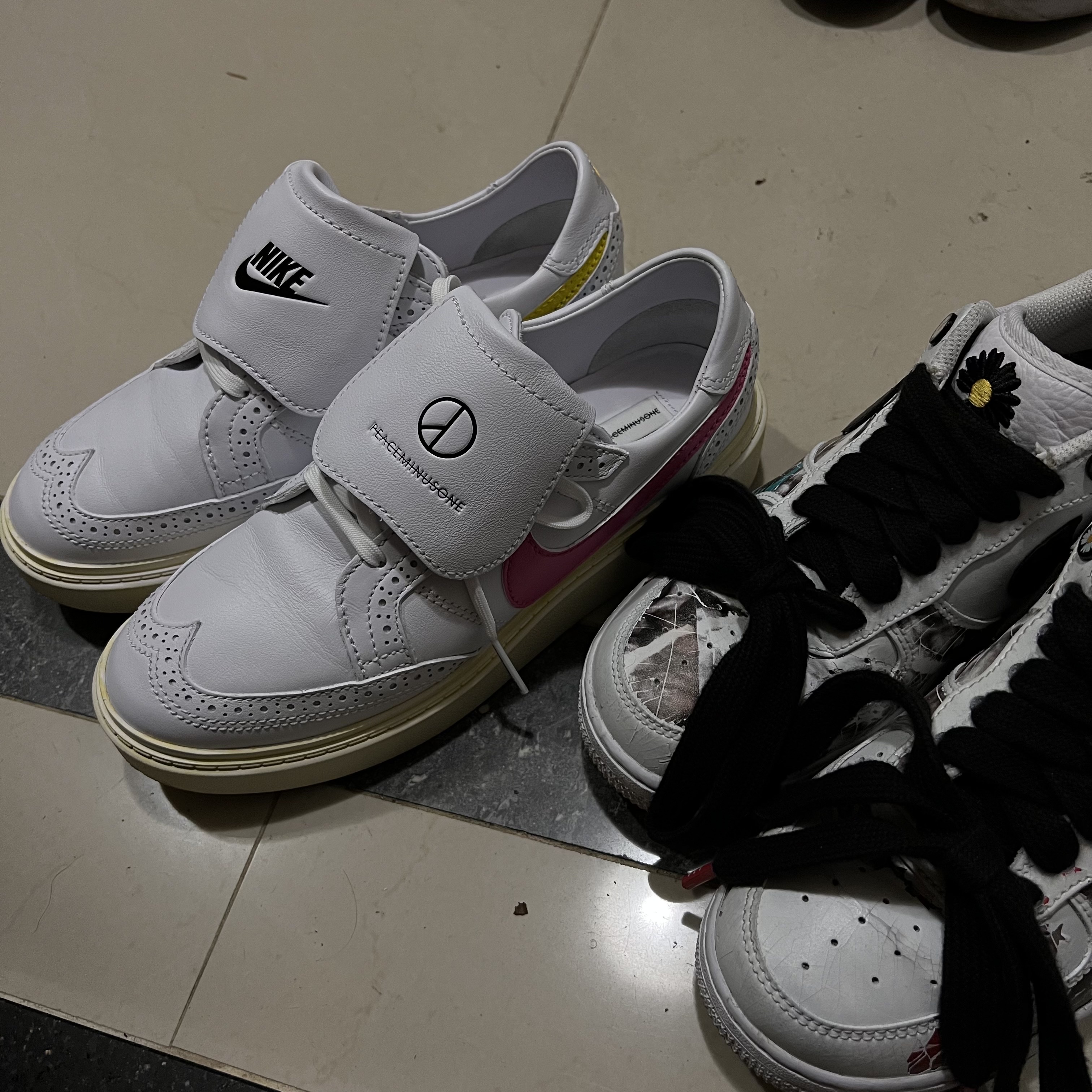 Nike x Peaceminusone Kwondo1 White, Nike x Peaceminusone Air Force 1 Low Para-Noise 2.0 착용 스타일 - 1