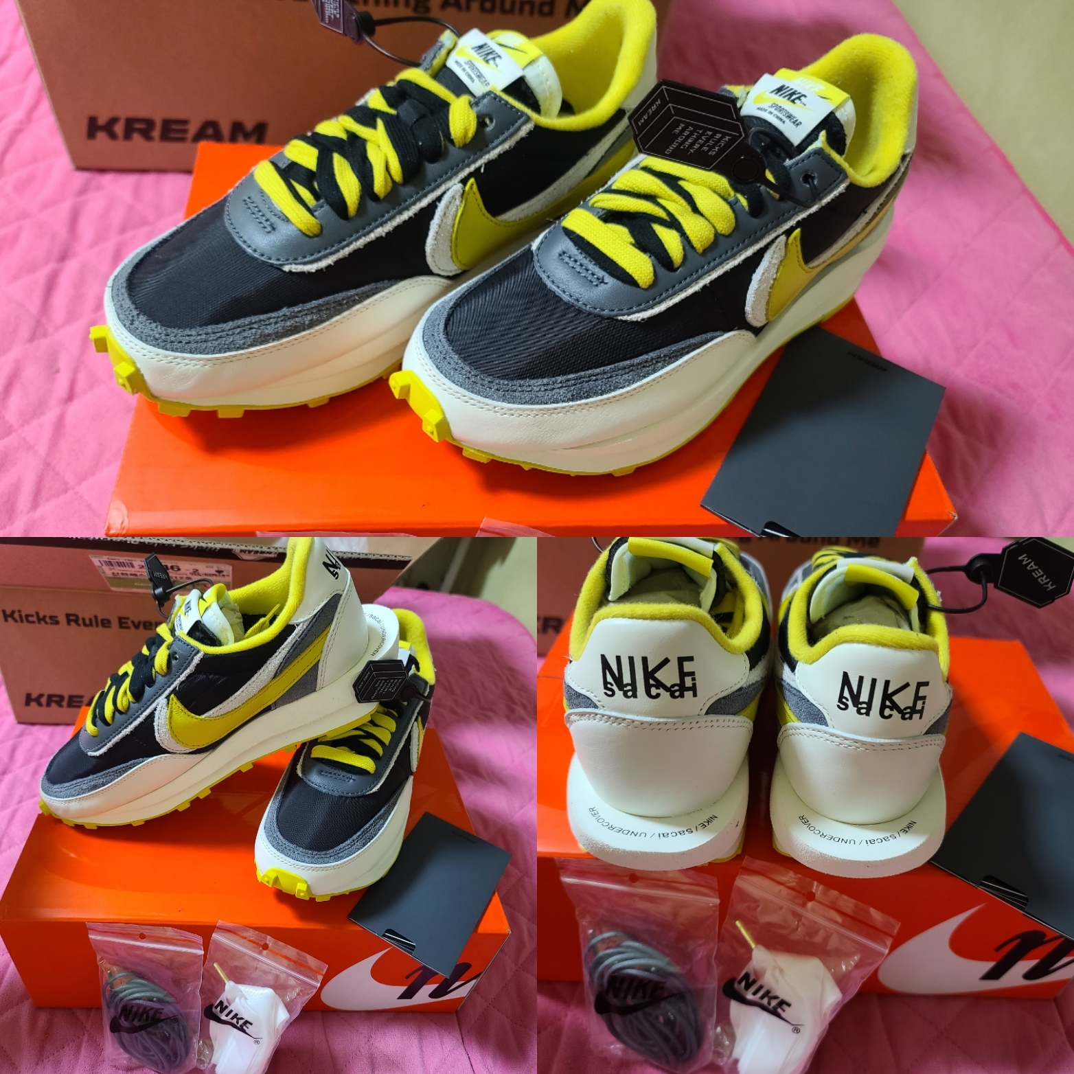 Nike x Sacai x Undercover LDWaffle Black Bright Citron 착용 스타일 - 1