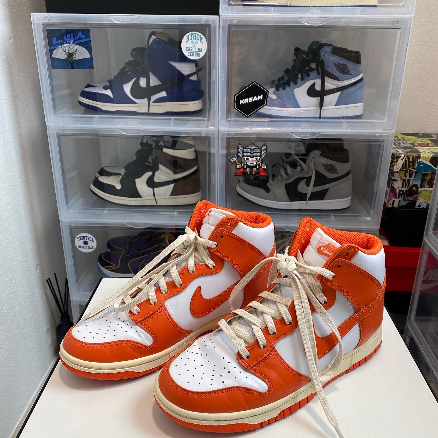 Nike Dunk High Retro Orange Blaze, Nike x Ambush Dunk High Deep Royal Blue 착용 스타일 - 1